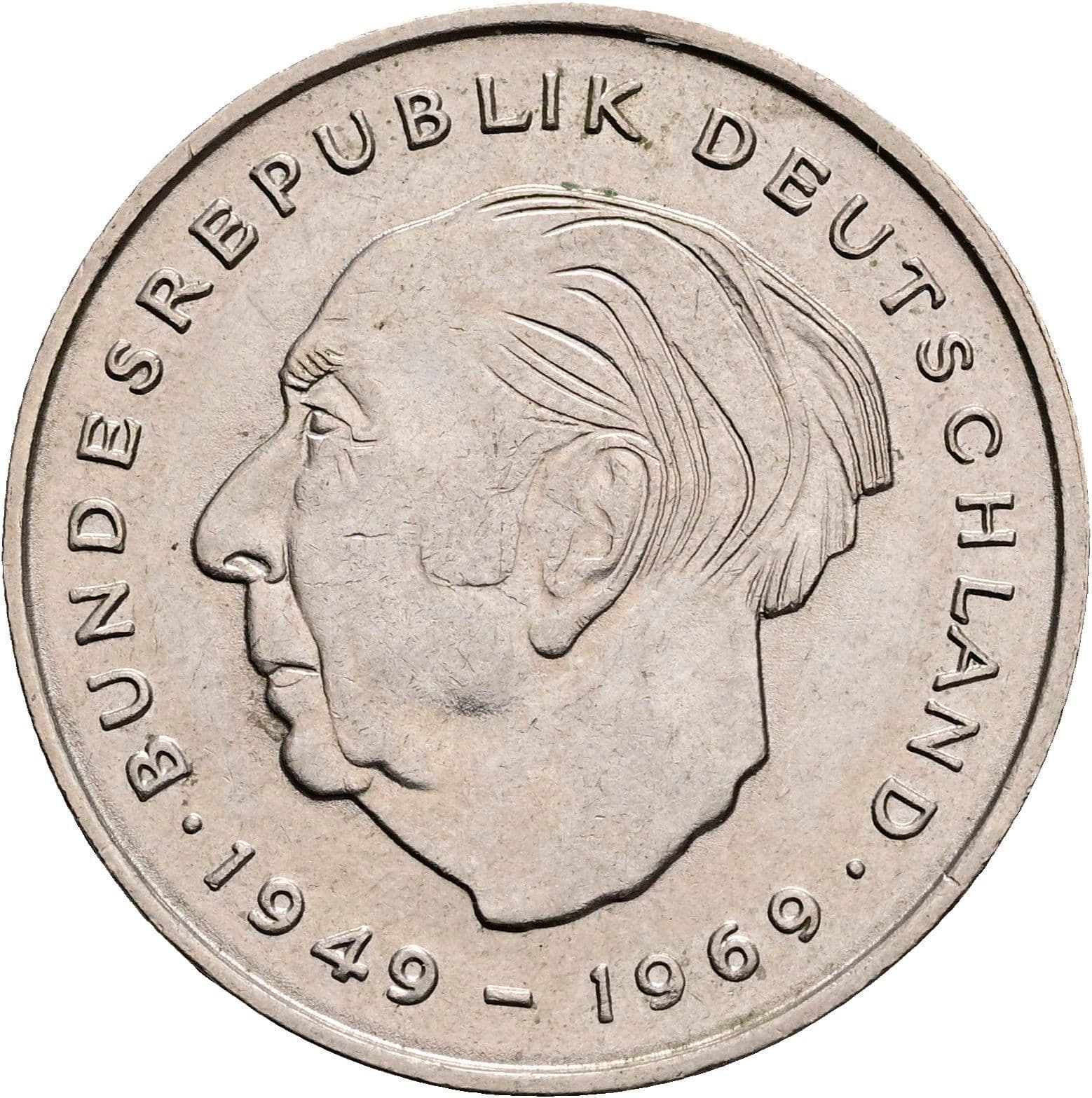 2 Deutsche Mark 1972 D – Vorderseite