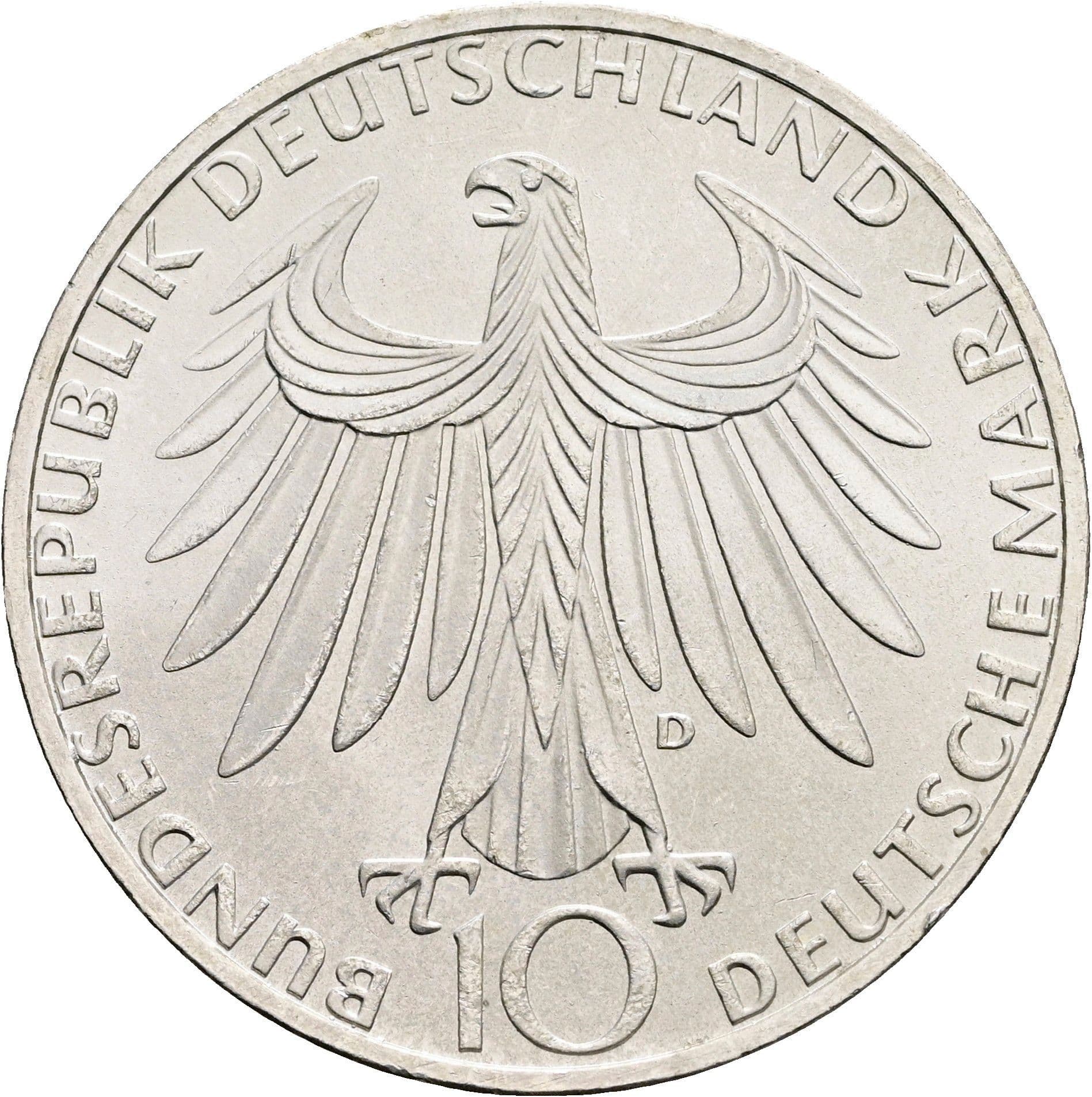 10 Deutsche Mark 1972 D – Rückseite