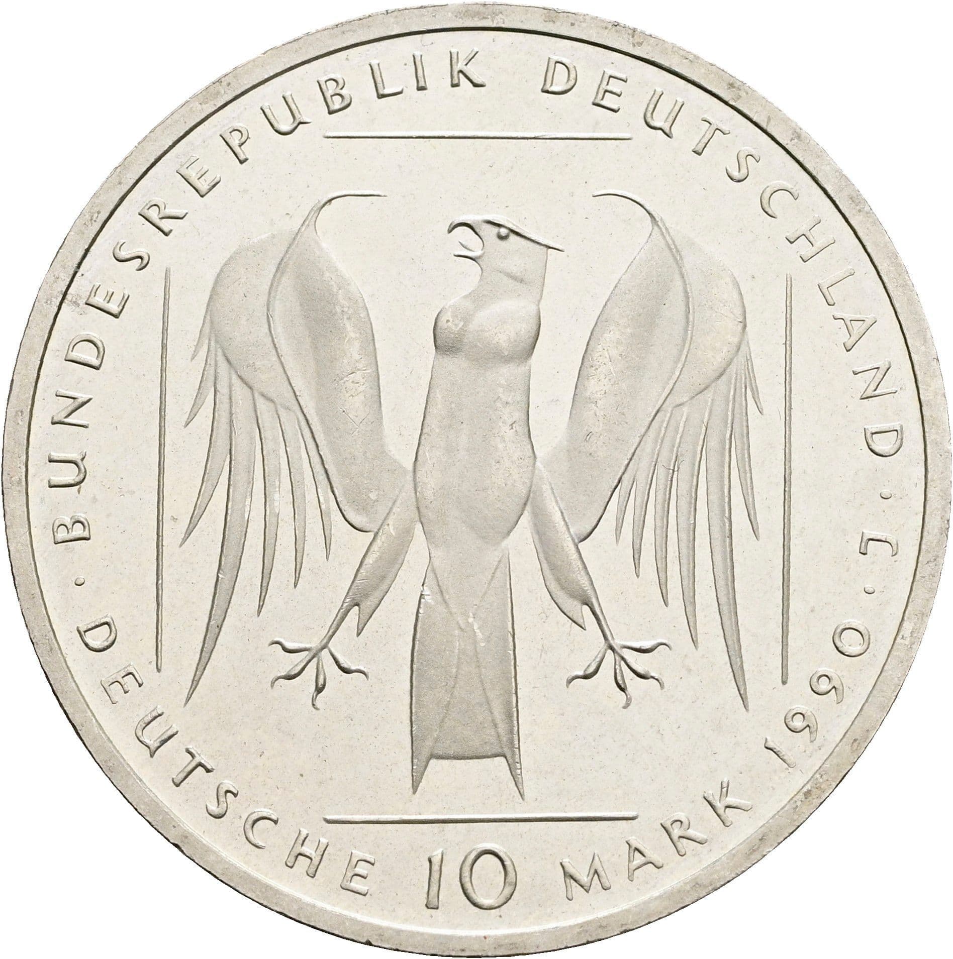 10 Deutsche Mark 1990 J – Rückseite