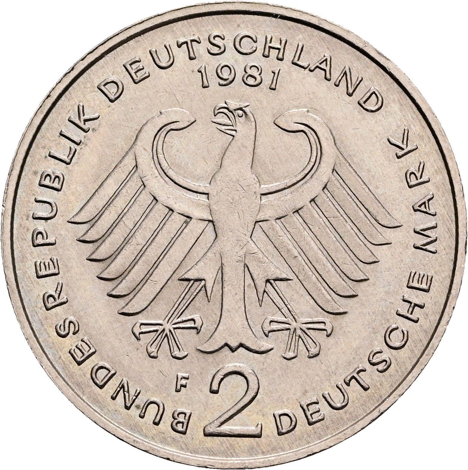 2 Deutsche Mark 1981 F – Rückseite
