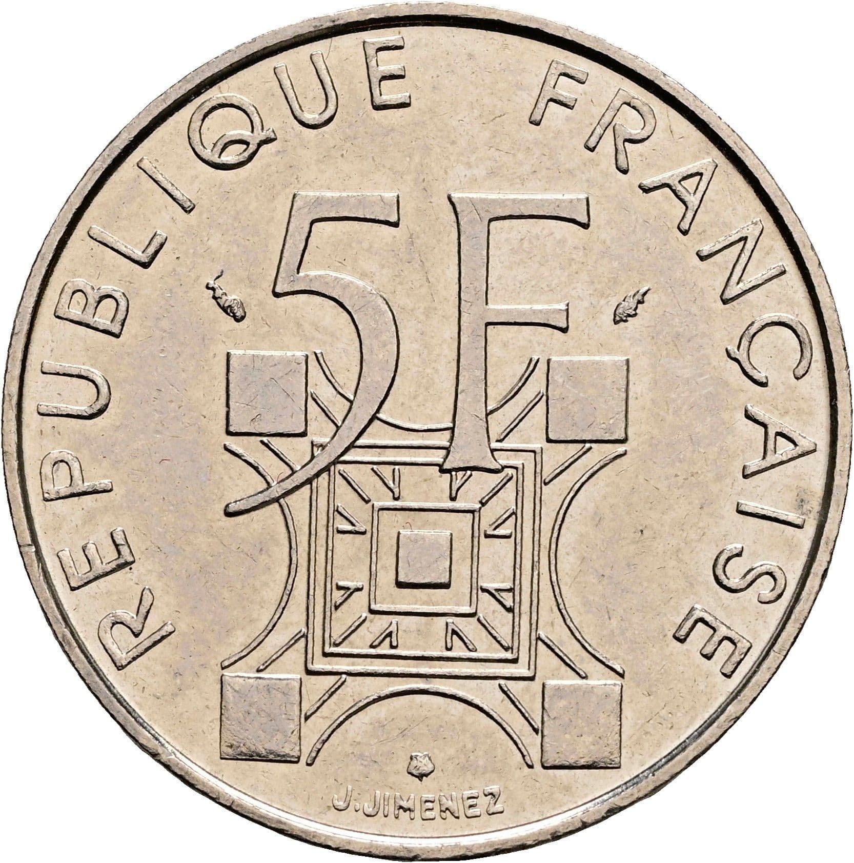 5 Francs 1989 – Rückseite