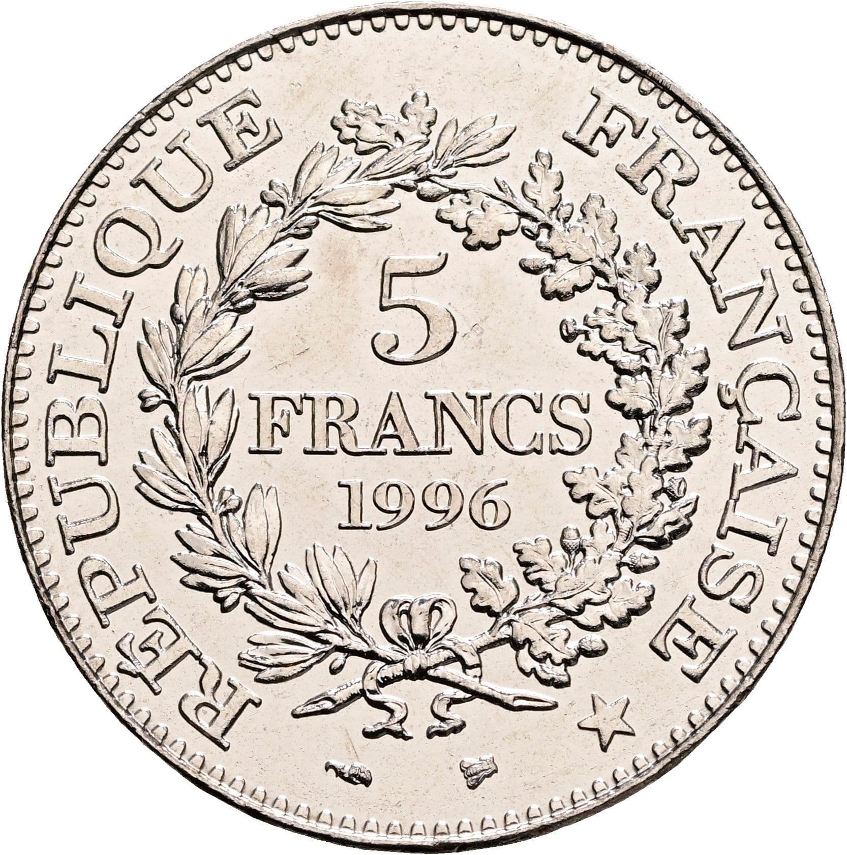 5 Francs 1996 – Vorderseite