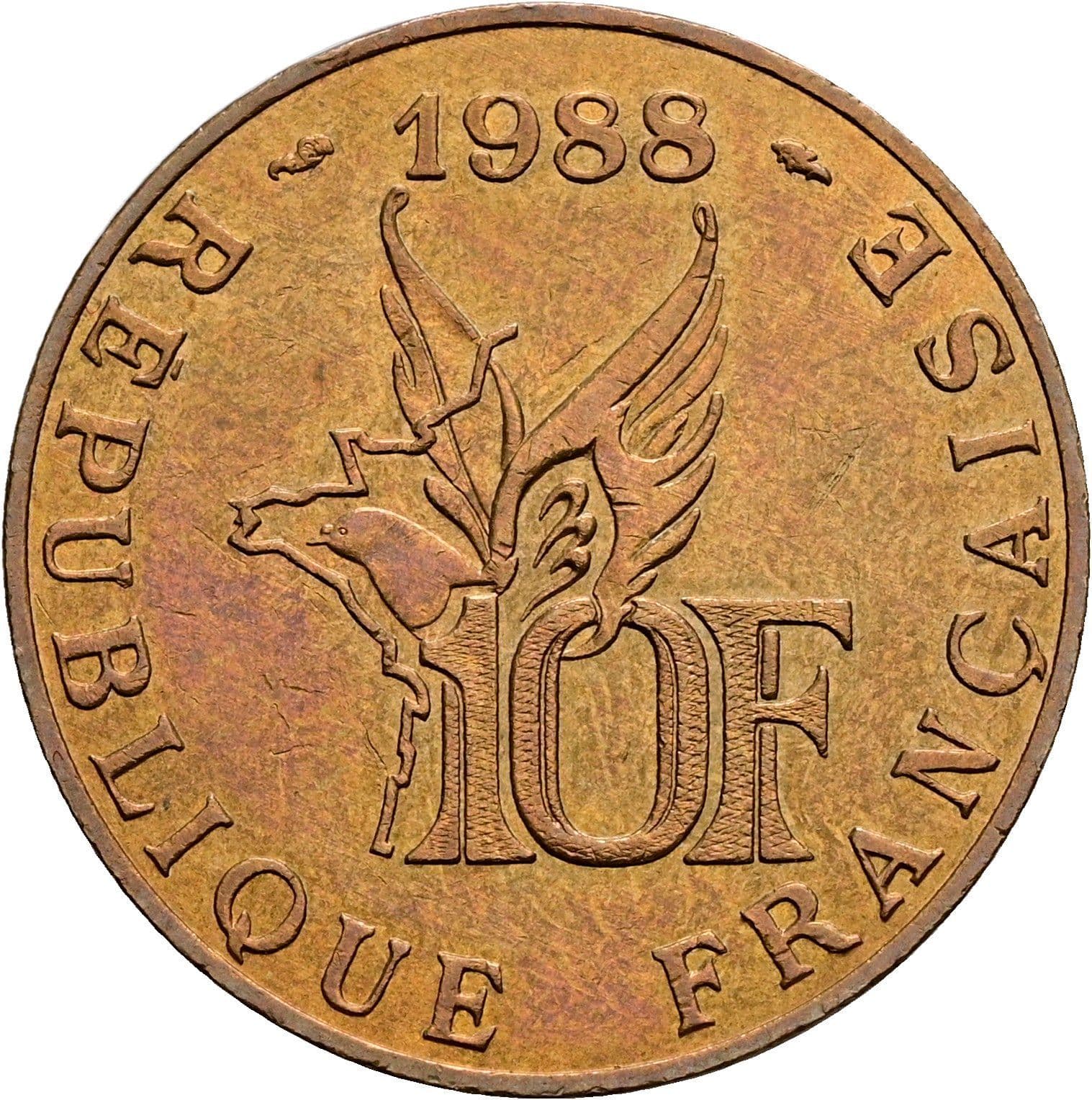 10 Francs 1988 – Rückseite