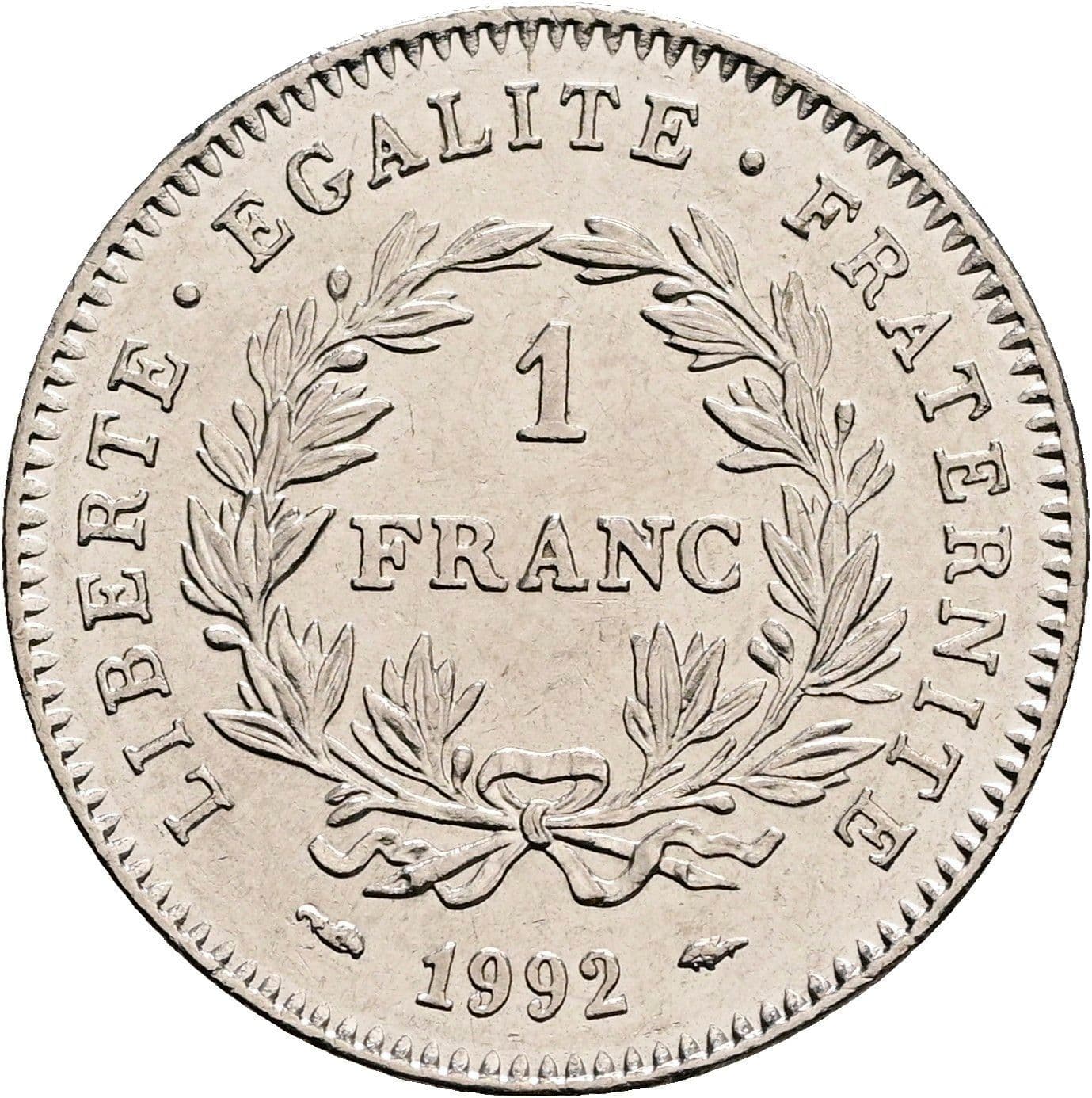 1 Franc 1992 – Rückseite