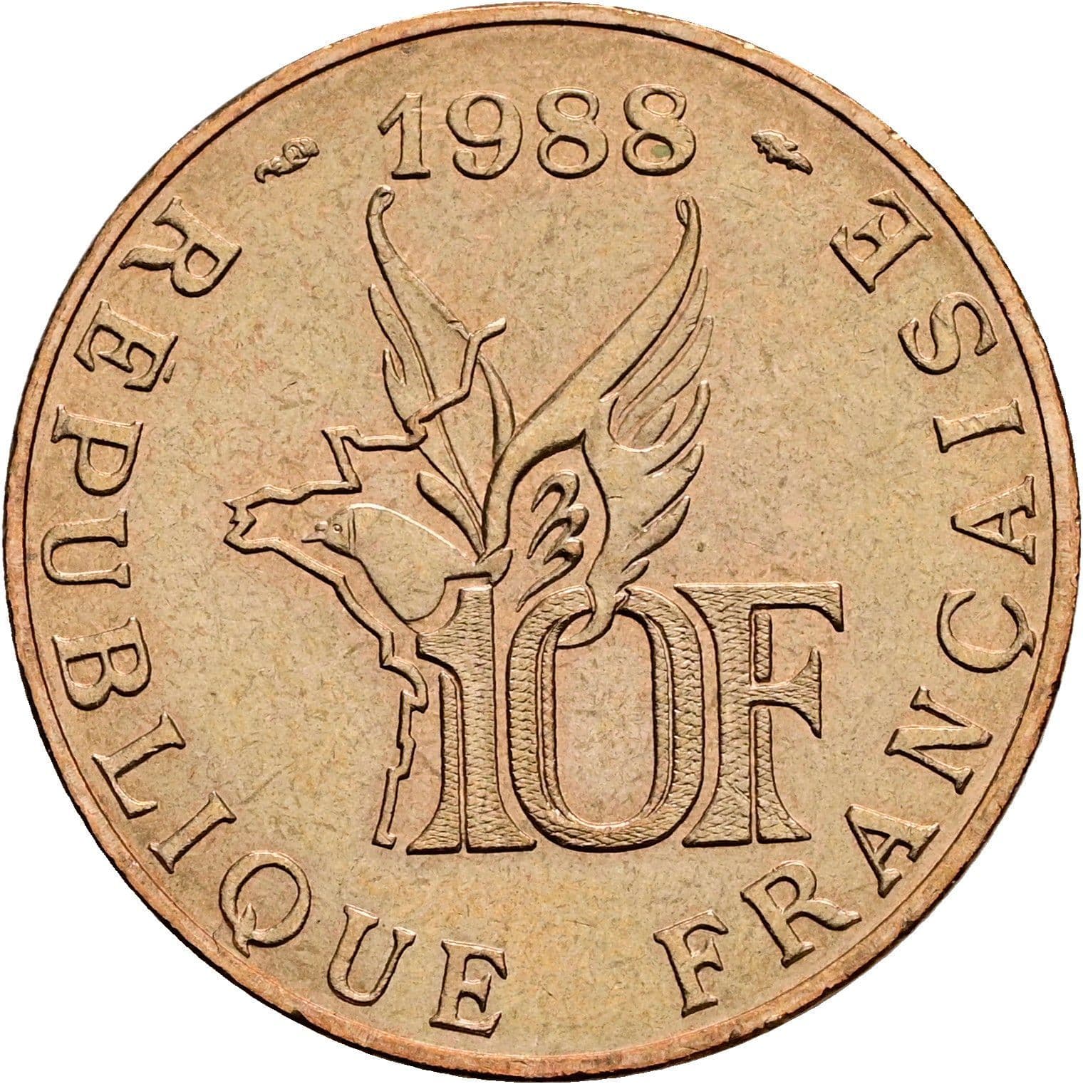 10 Francs 1988 – Rückseite