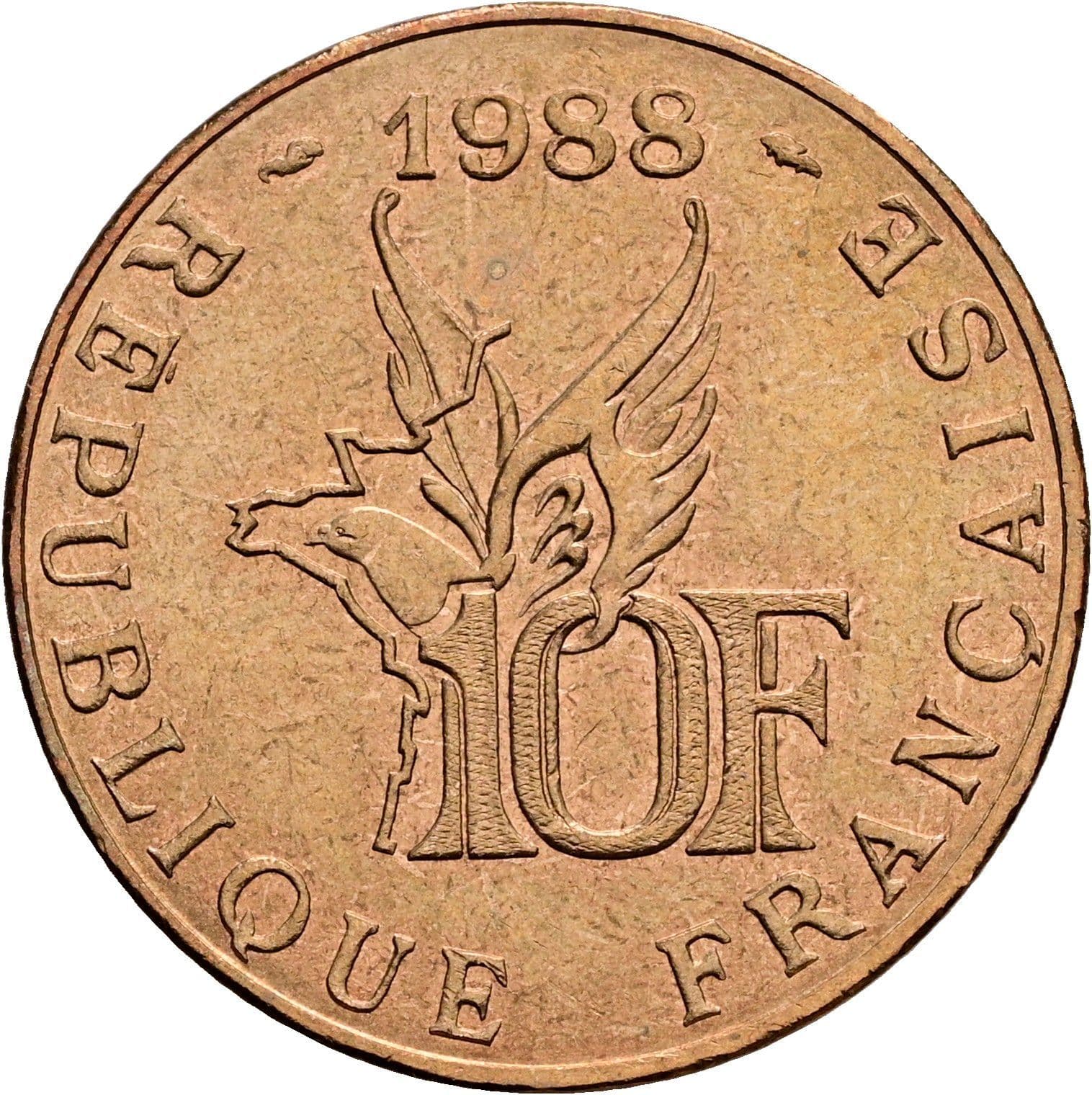 10 Francs 1988 – Rückseite
