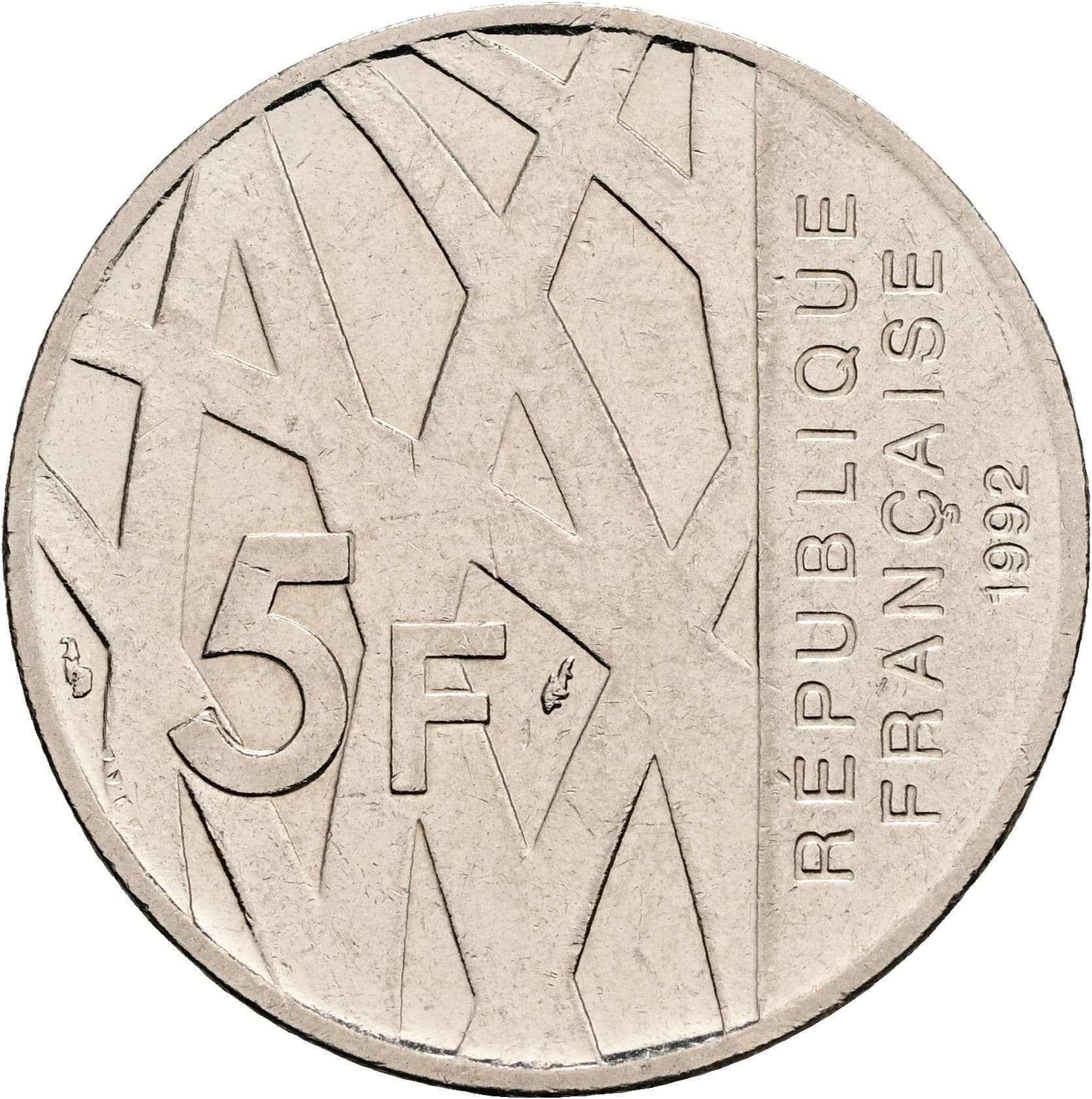 5 Francs 1992 – Rückseite