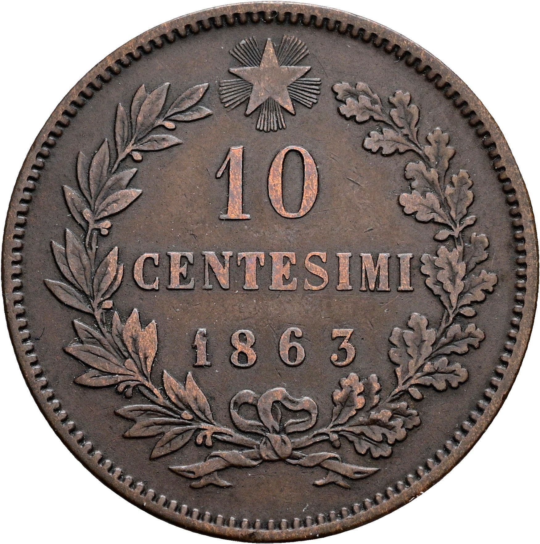 10 Centesimi Vittorio Emanuele II. 1861-1878 1863 – Rückseite