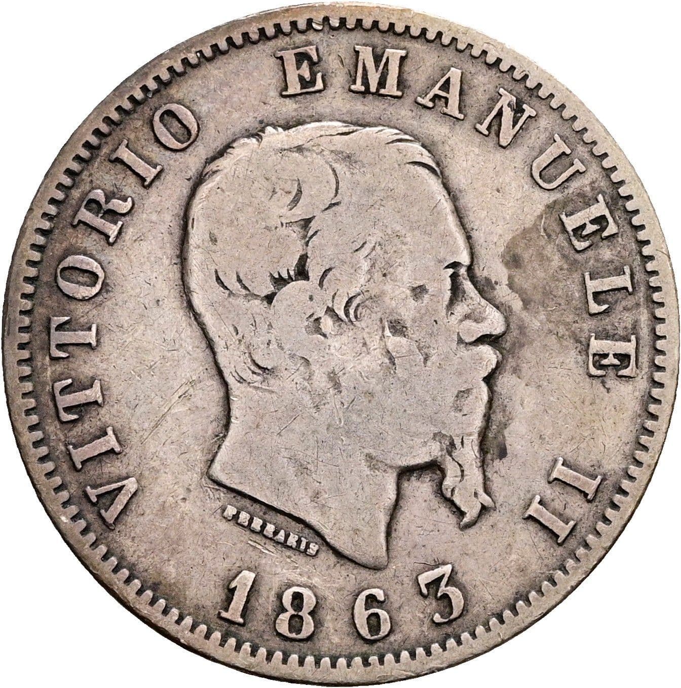 1 Lira Vittorio Emanuele II. 1861-1878 1863 M – Vorderseite