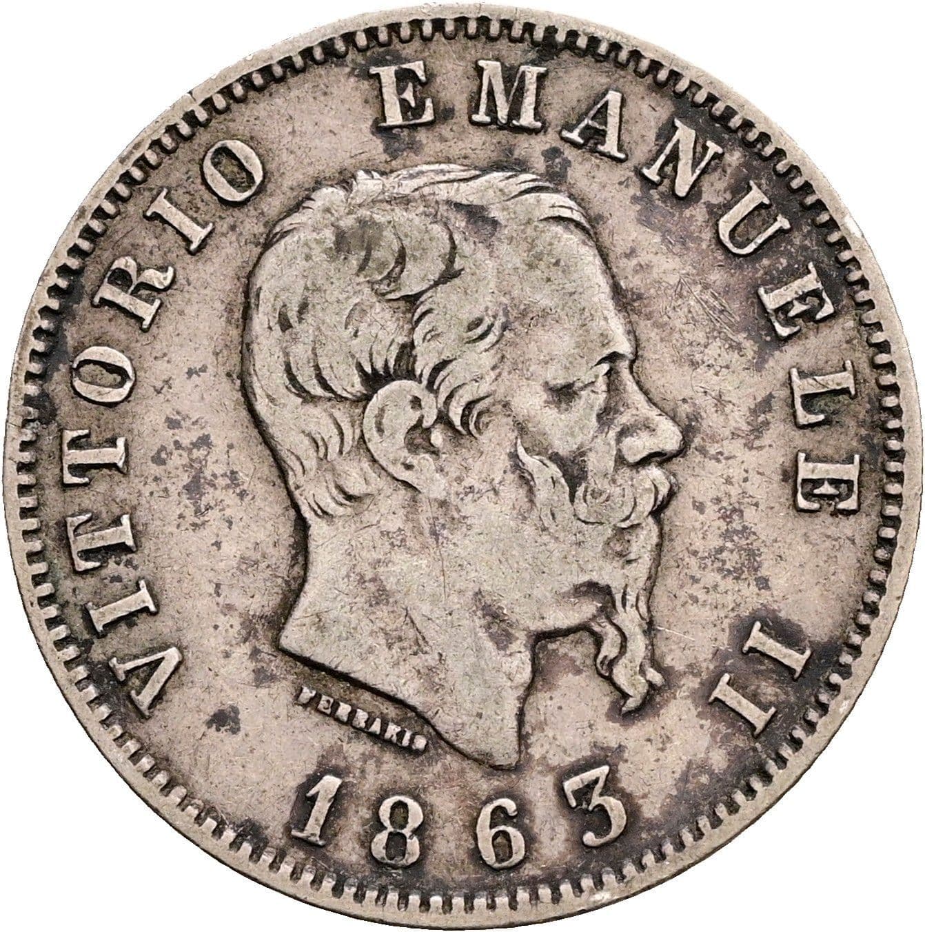 1 Lira Vittorio Emanuele II. 1861-1878 1863 M – Vorderseite