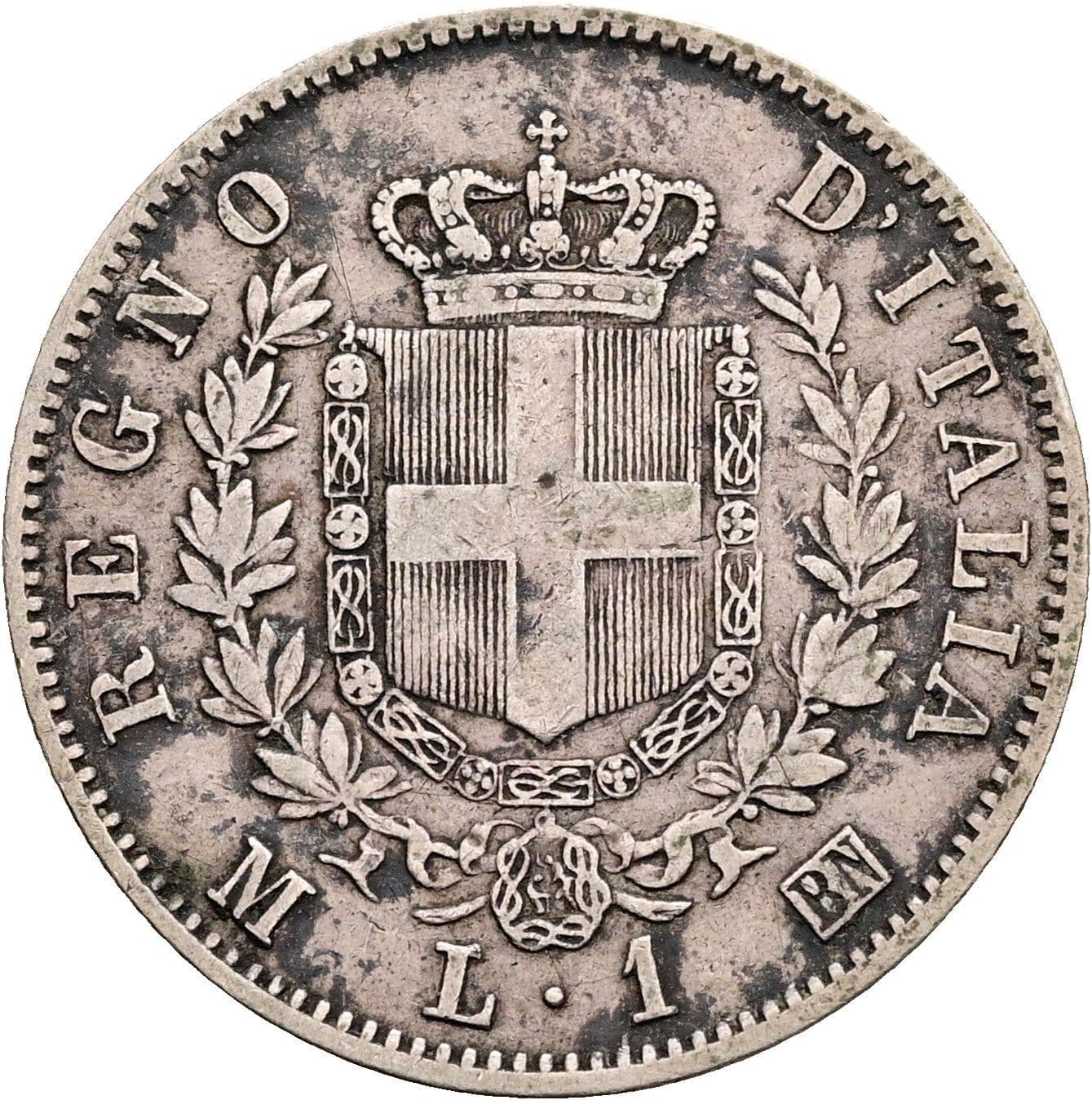 1 Lira Vittorio Emanuele II. 1861-1878 1863 M – Rückseite