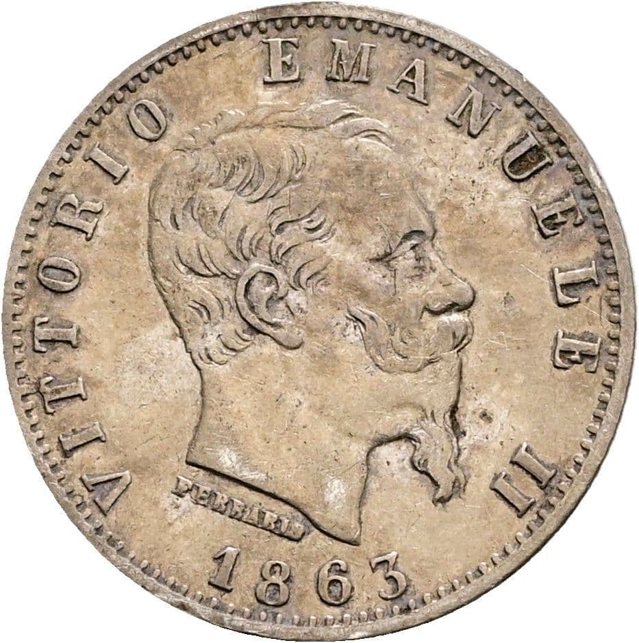 20 Centesimi Vittorio Emanuele II. 1861-1878 1863 M – Vorderseite