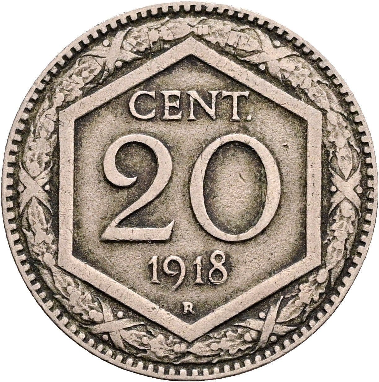 20 Centesimi Vittorio Emanuele III. 1900-1946 1918 – Vorderseite