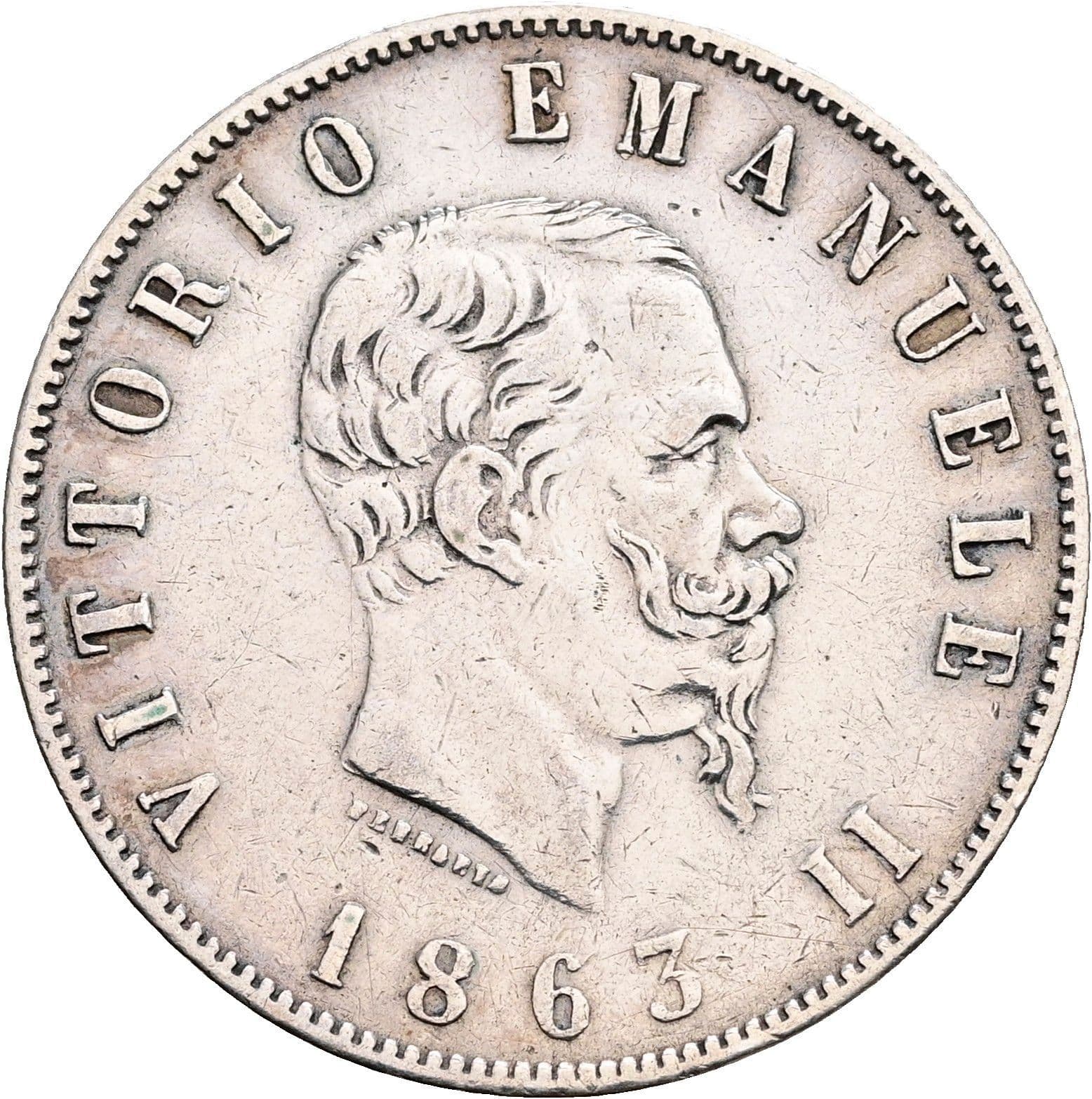 2 Lire Vittorio Emanuele II. 1861-1878 1863 N – Vorderseite