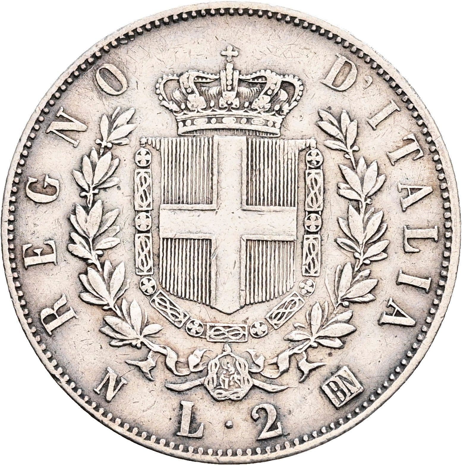 2 Lire Vittorio Emanuele II. 1861-1878 1863 N – Rückseite