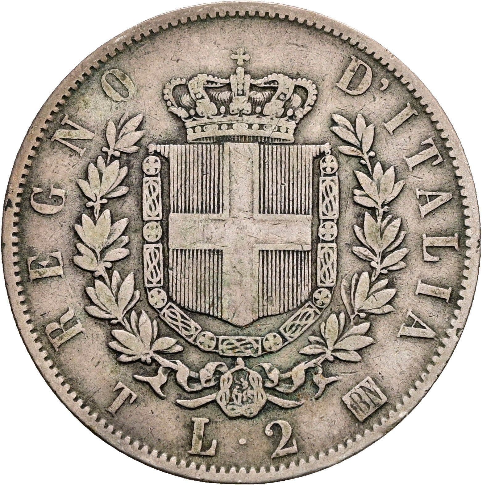 2 Lire Vittorio Emanuele II. 1861-1878 1863 T – Rückseite