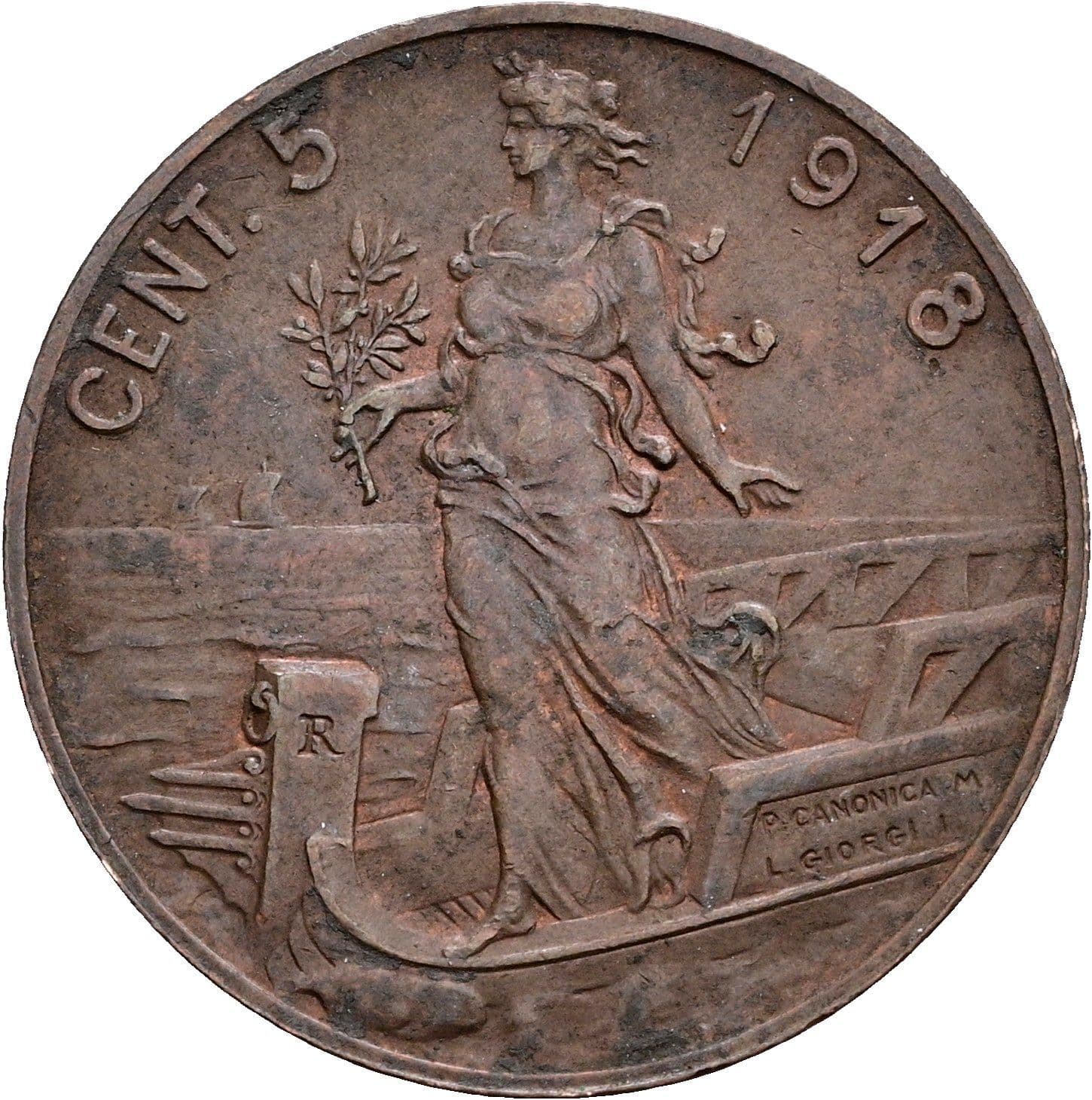 5 Centesimi Victor Emmanuel III. (1900-1946) 1918 – Rückseite