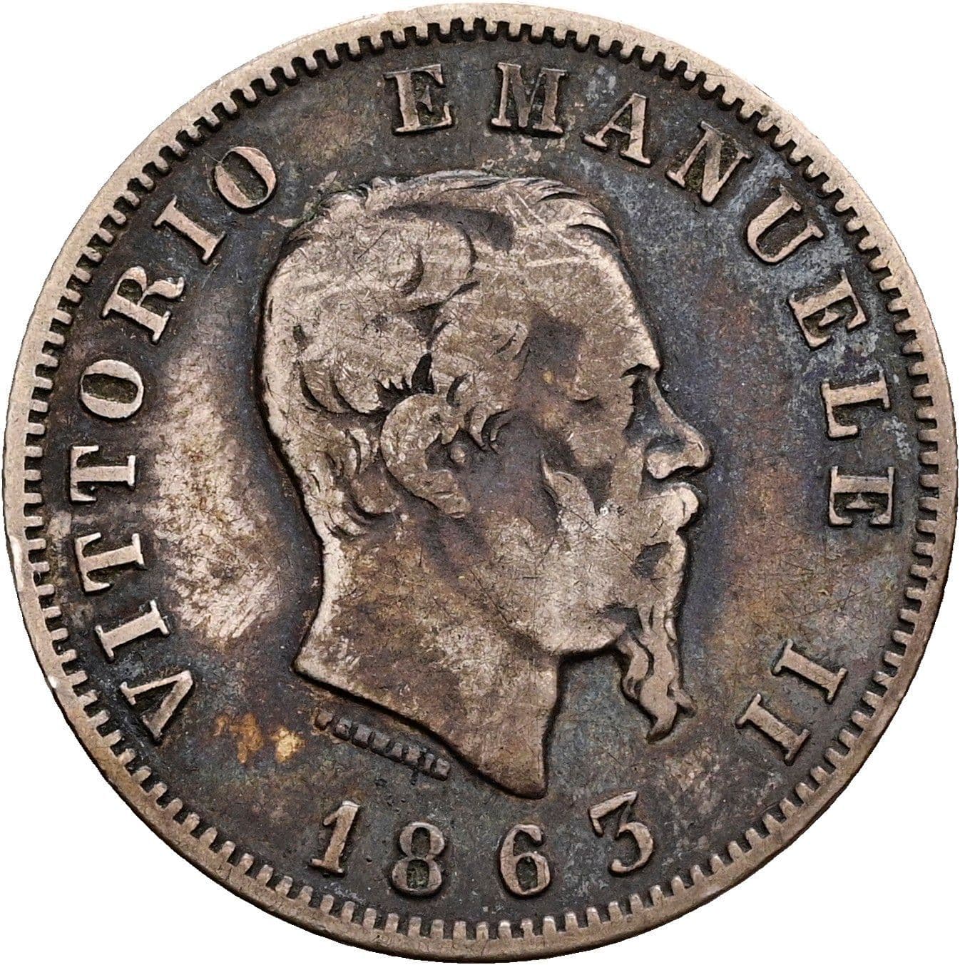 1 Lira Vittorio Emanuele II. 1861-1878 1863 M – Vorderseite