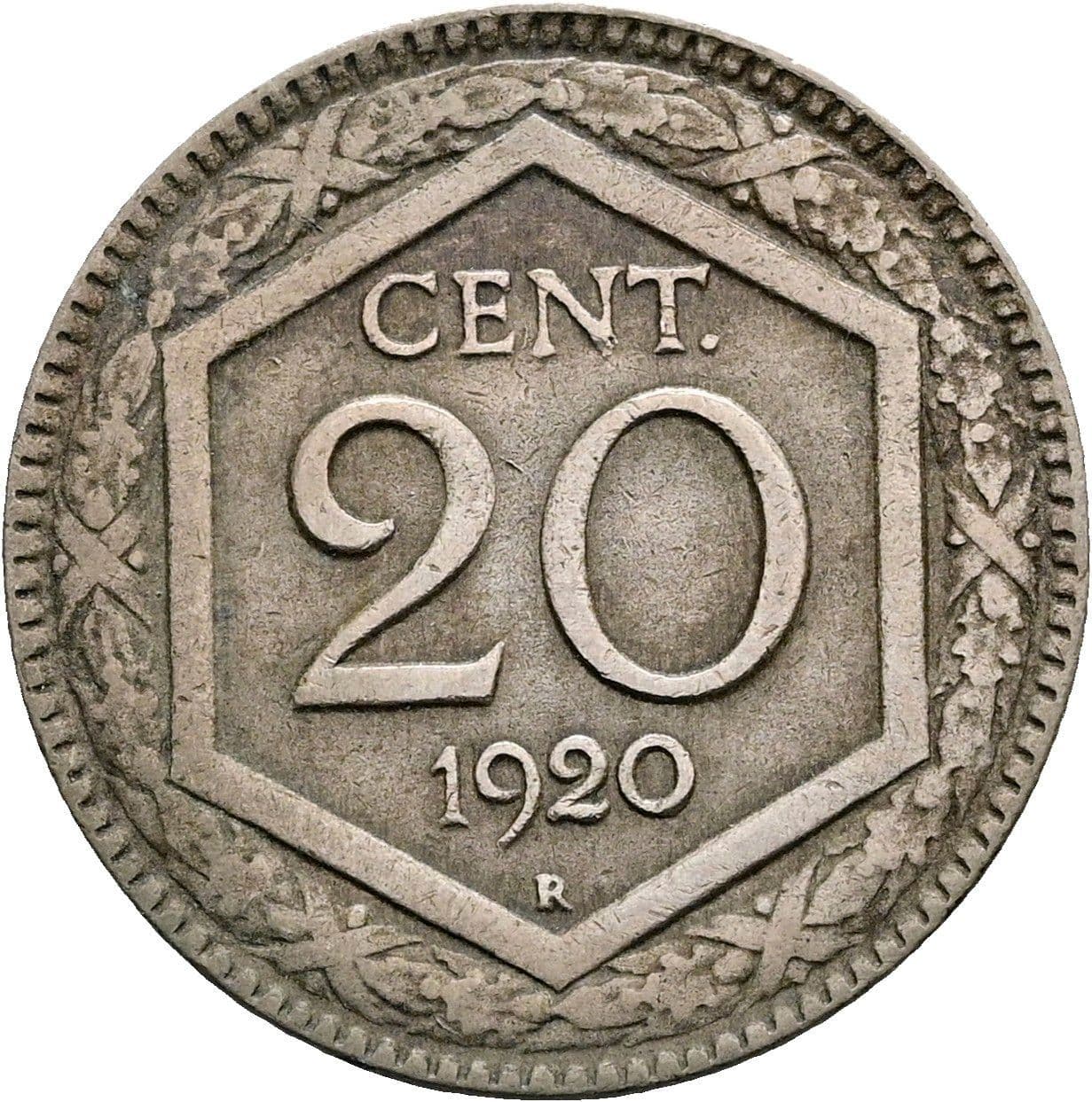 20 Centesimi Vittorio Emanuele III. 1900-1946 1920 – Vorderseite