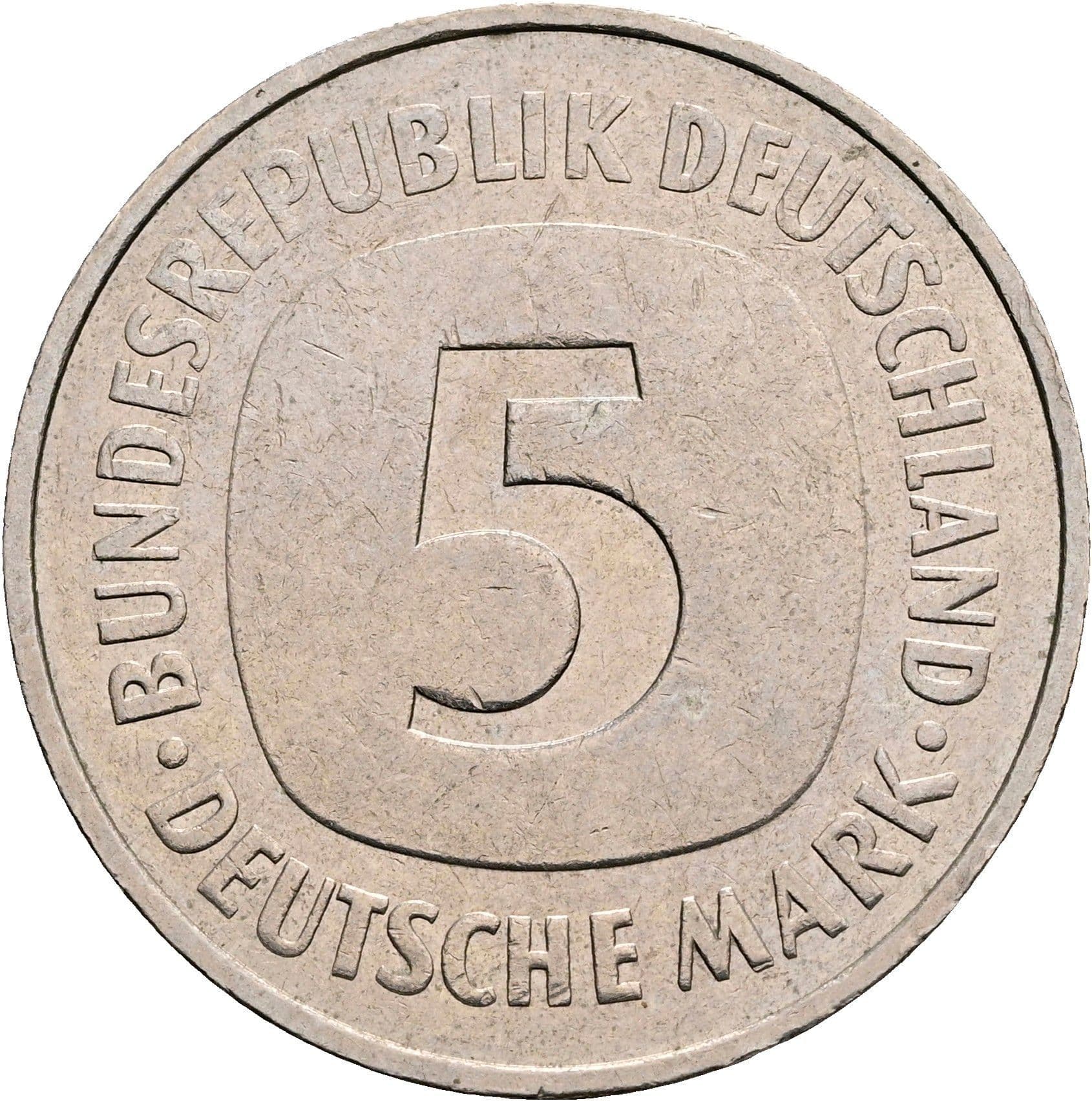 5 Deutsche Mark 1977 J – Vorderseite
