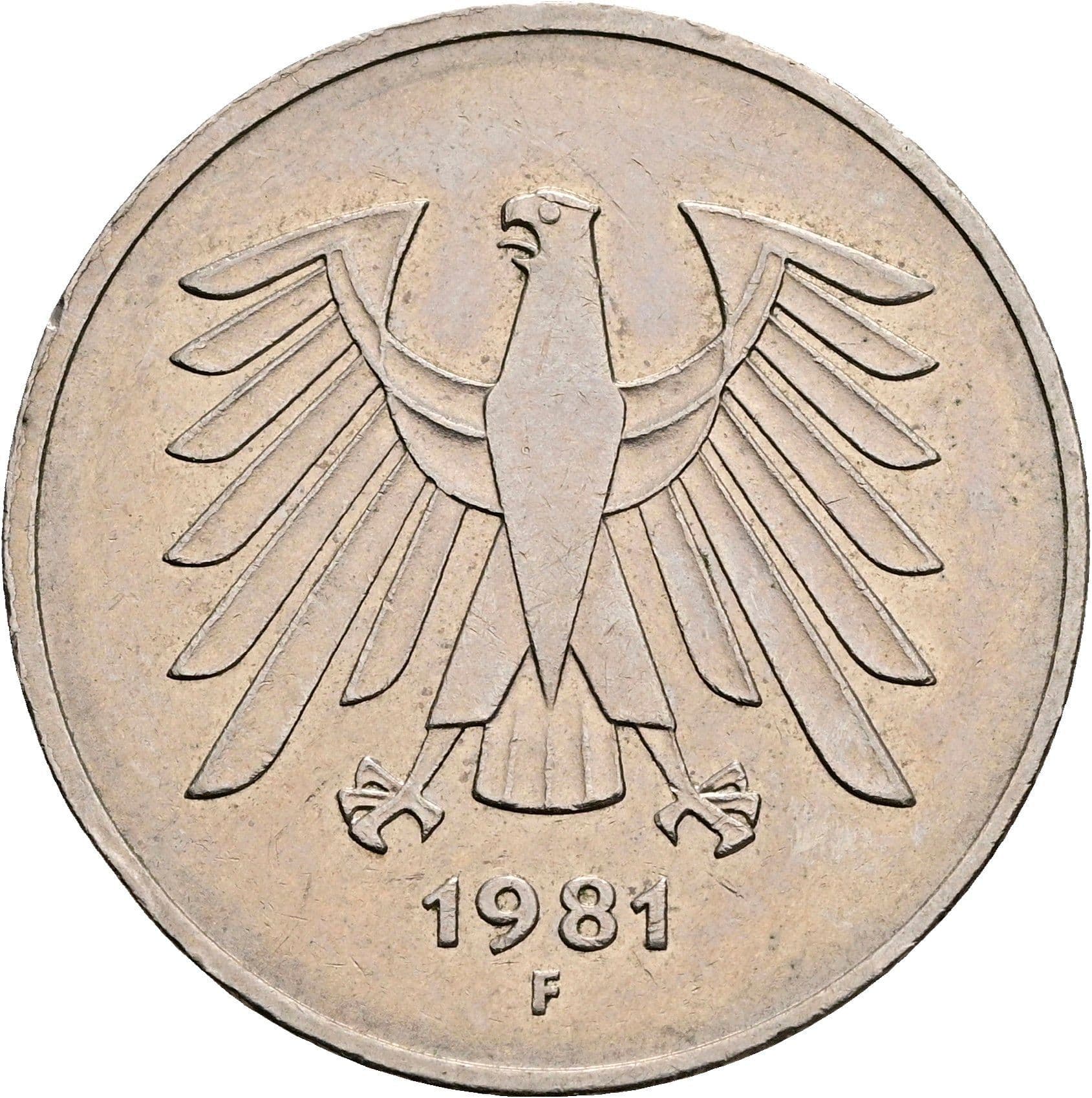5 Deutsche Mark 1981 F – Rückseite