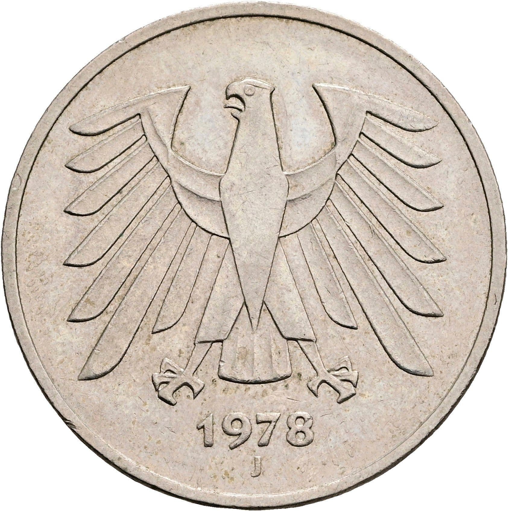 5 Deutsche Mark 1978 J – Rückseite