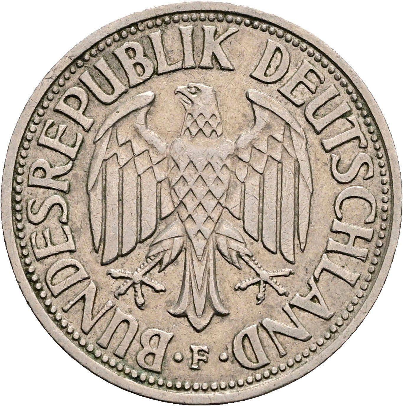 1 Deutsche Mark 1954 F – Rückseite