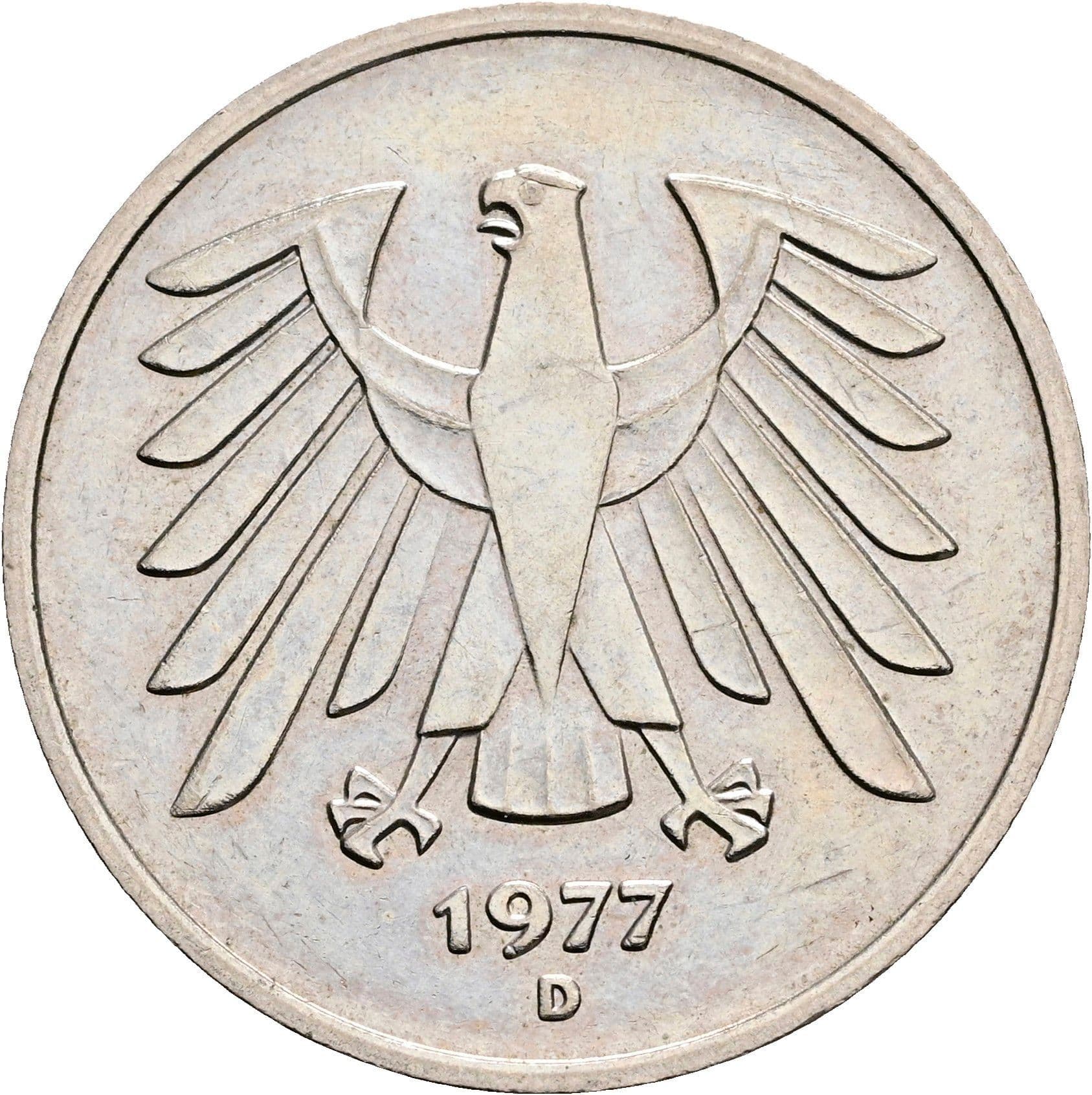 5 Deutsche Mark 1977 D – Rückseite