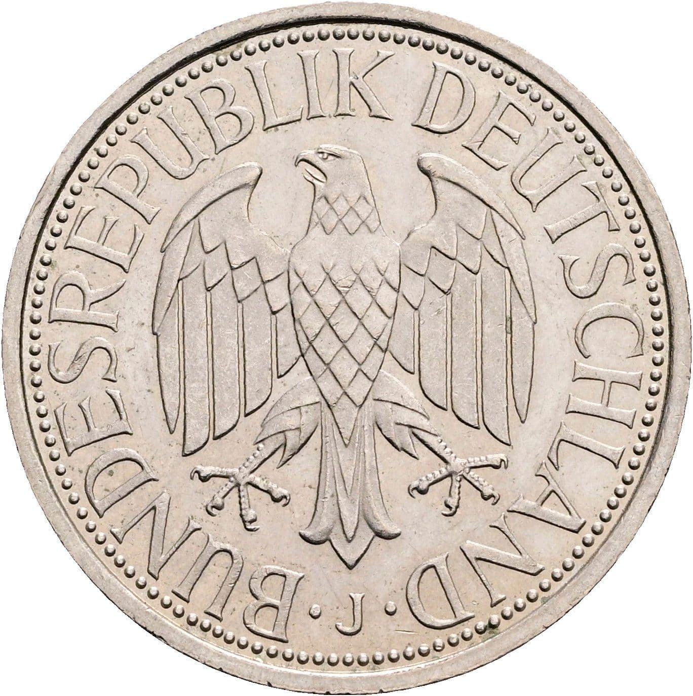 1 Deutsche Mark 1990 J – Rückseite