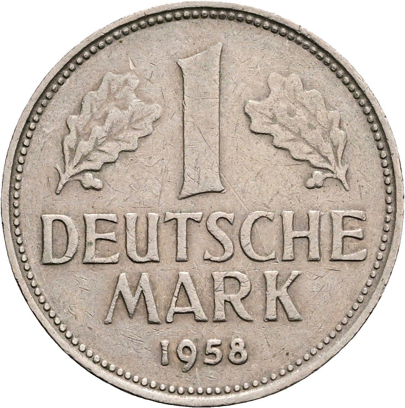 1 Deutsche Mark 1958 F – Vorderseite
