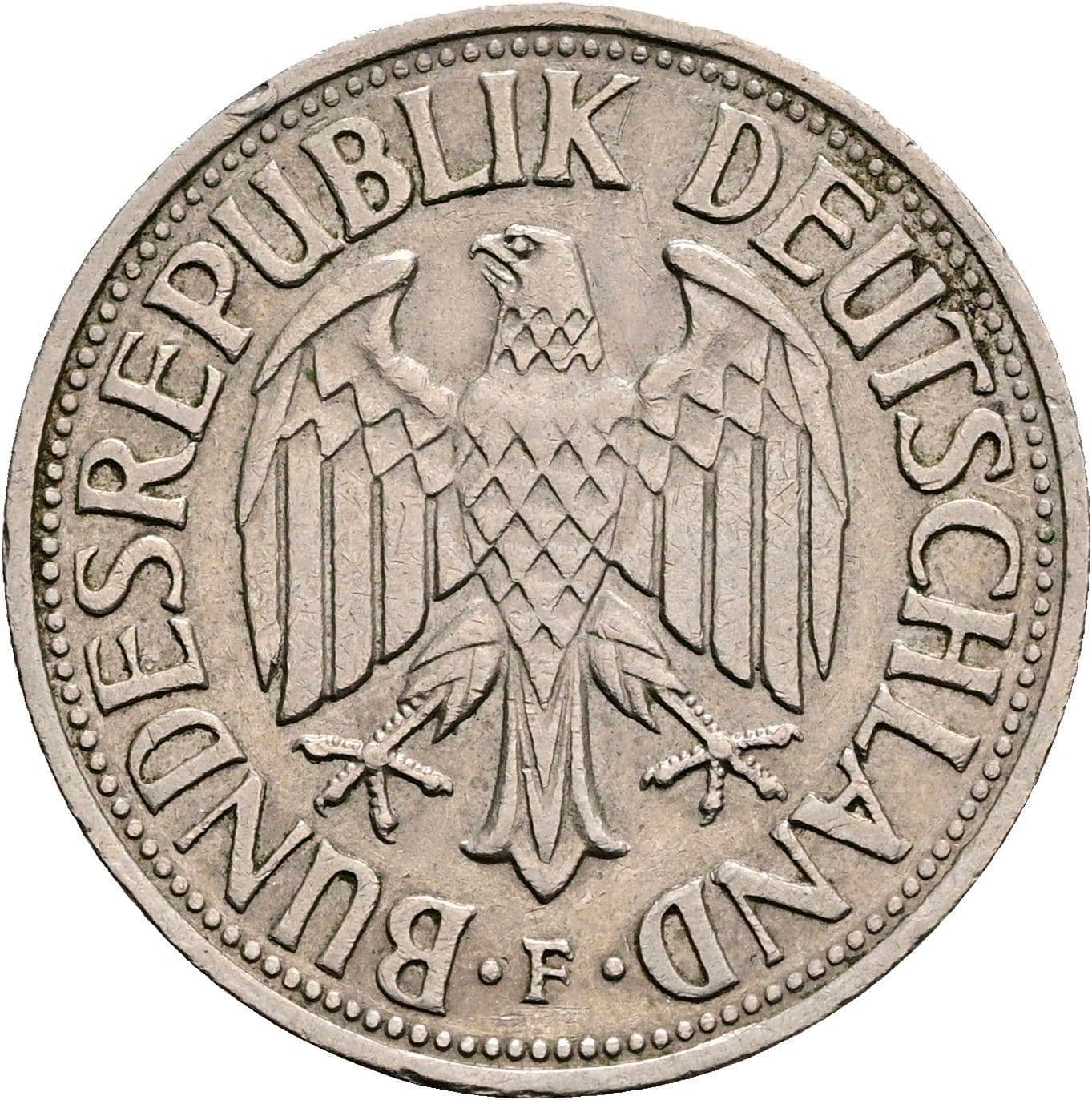 1 Deutsche Mark 1958 F – Rückseite