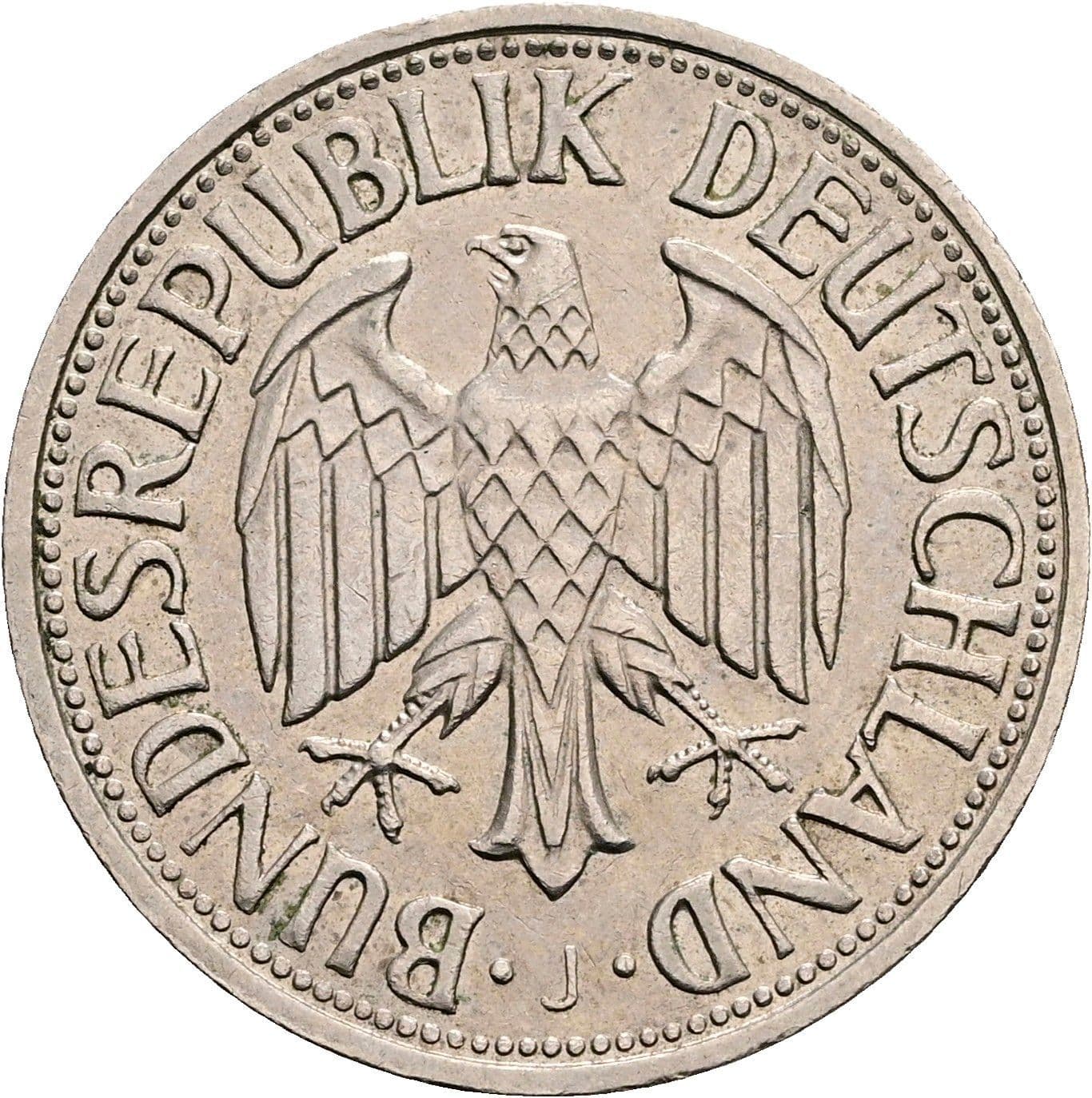 1 Deutsche Mark 1967 J – Rückseite