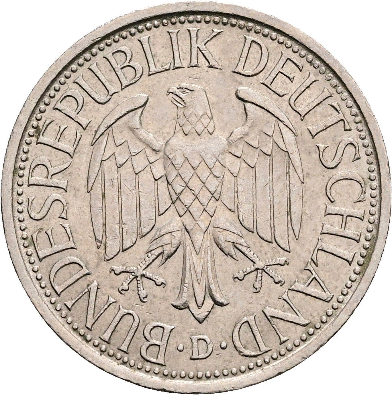 1 Deutsche Mark 1980 D – Rückseite