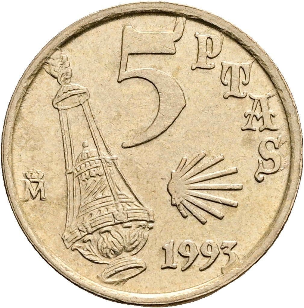 5 Pesetas 1993 – Rückseite