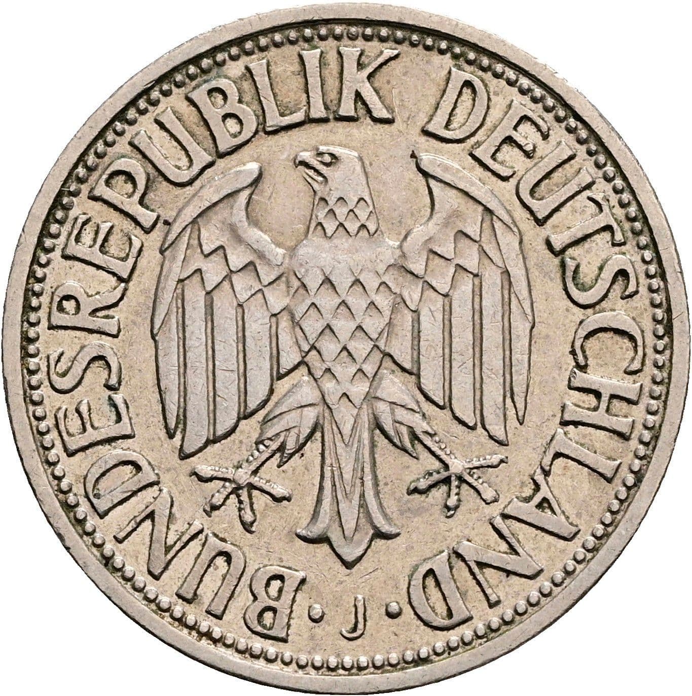 1 Deutsche Mark 1950 J – Rückseite