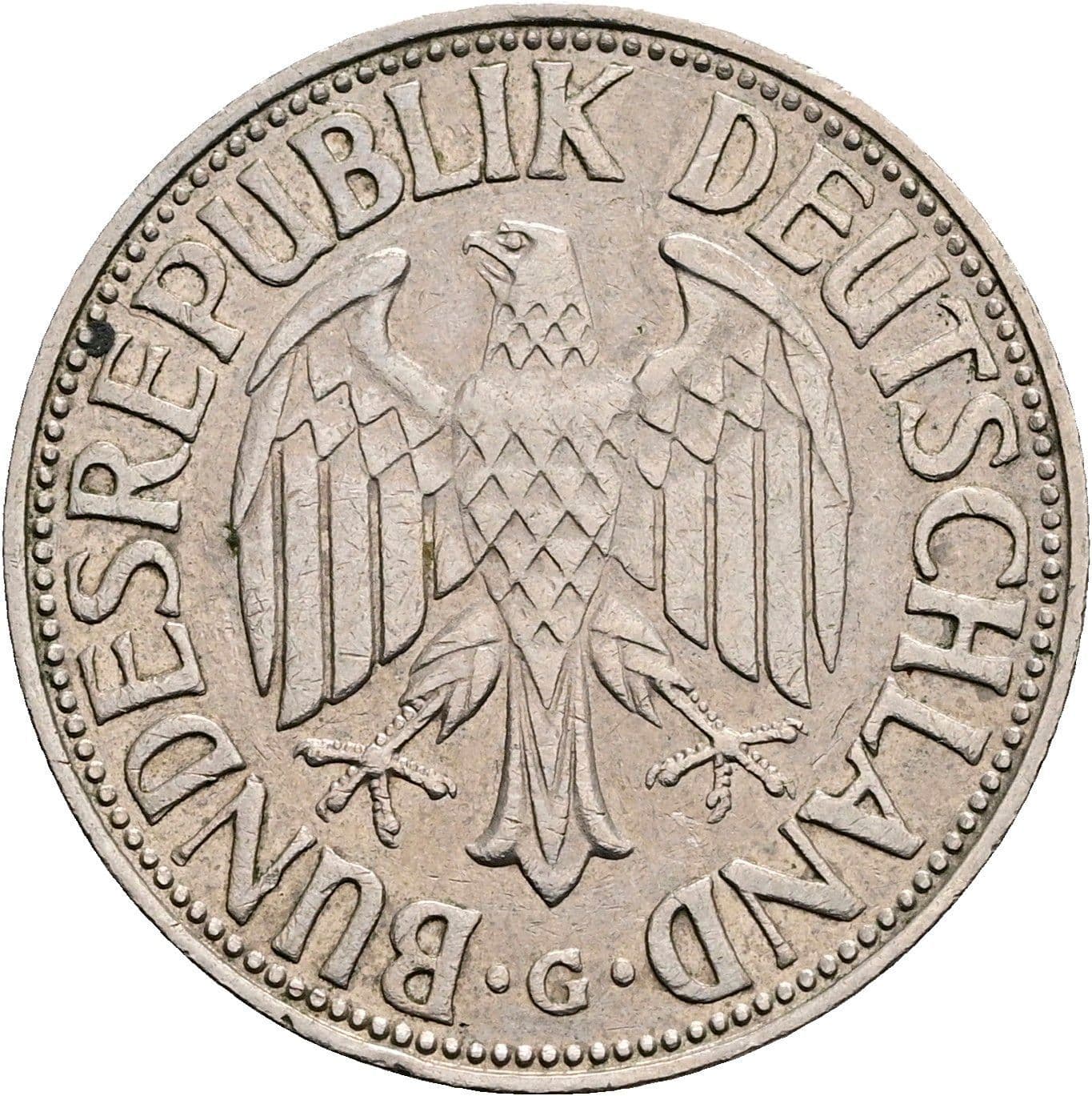 1 Deutsche Mark 1960 G – Rückseite