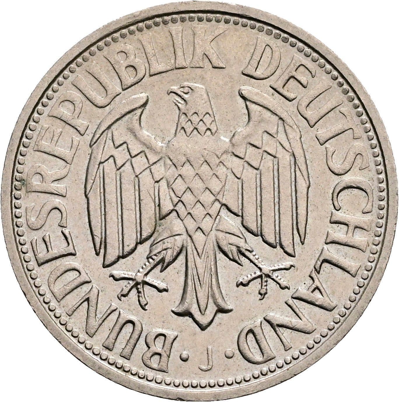 1 Deutsche Mark 1973 J – Rückseite