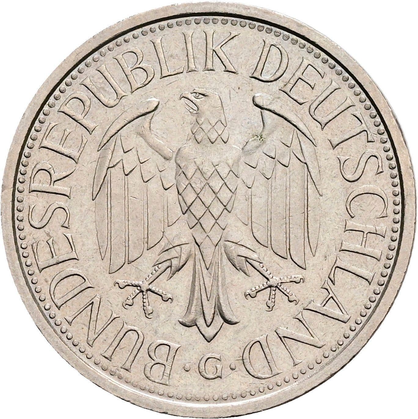 1 Deutsche Mark 1977 G – Rückseite