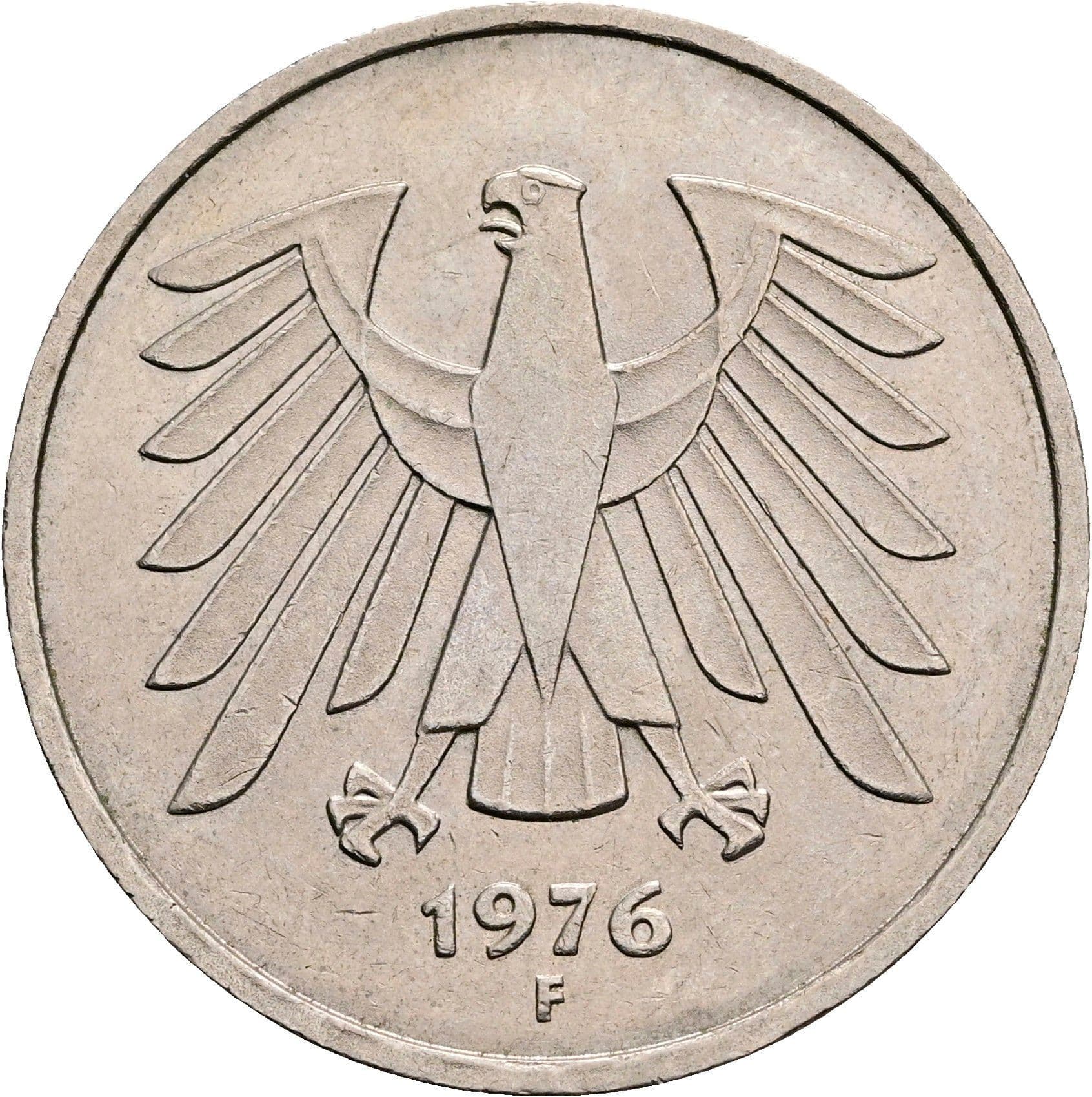 5 Deutsche Mark 1976 F – Rückseite