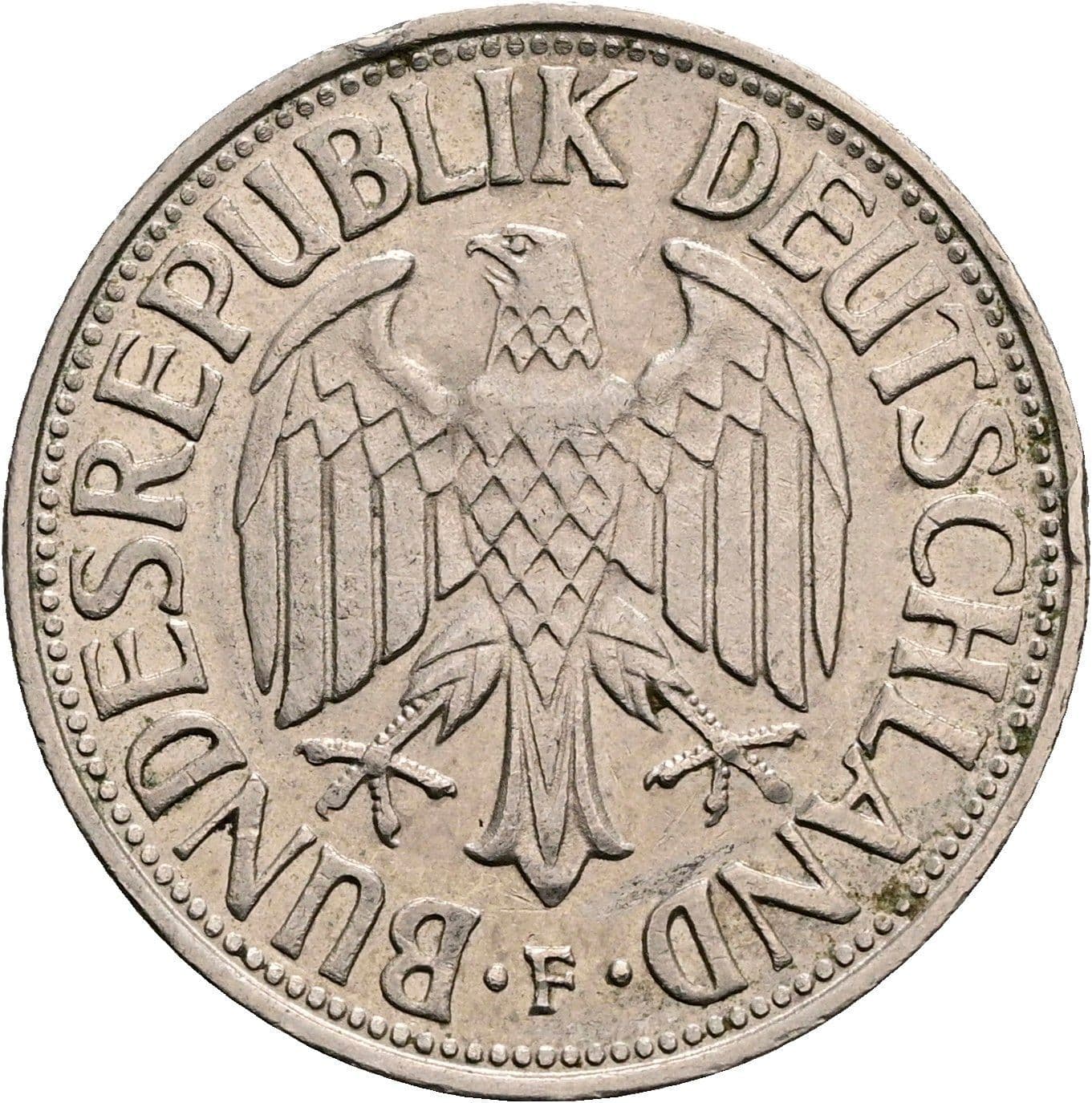 1 Deutsche Mark 1968 F – Rückseite