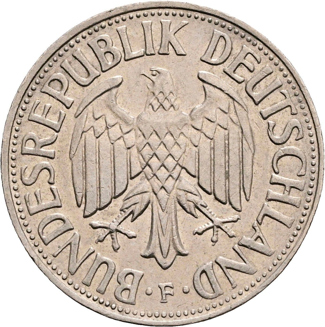 1 Deutsche Mark 1969 F – Rückseite