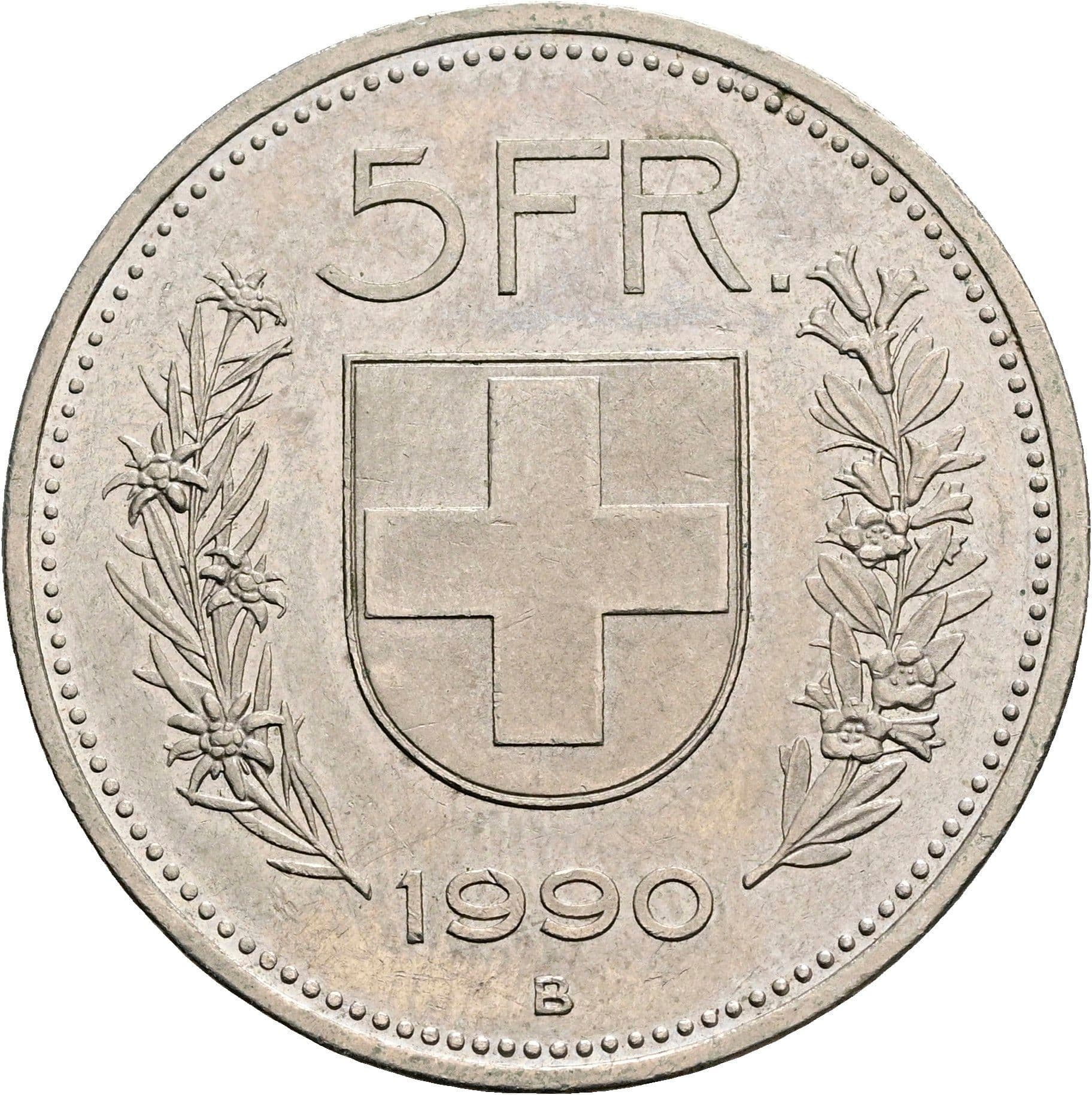 5 Franken 1990 B – Rückseite
