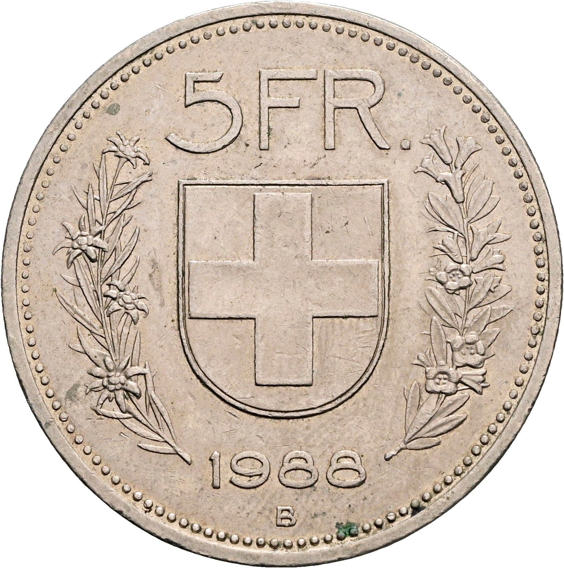5 Franken 1988 B – Rückseite