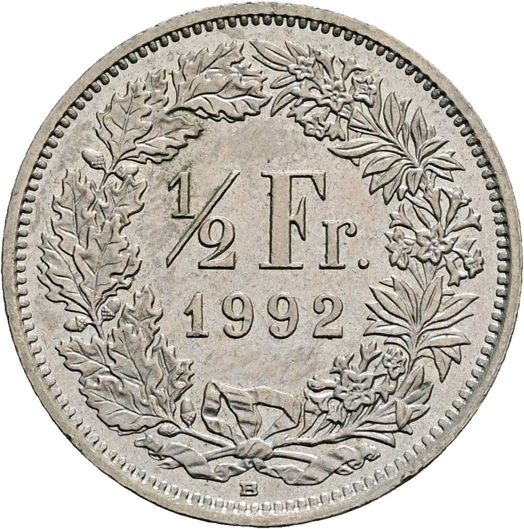 1/2 Franken 1992 B – Vorderseite
