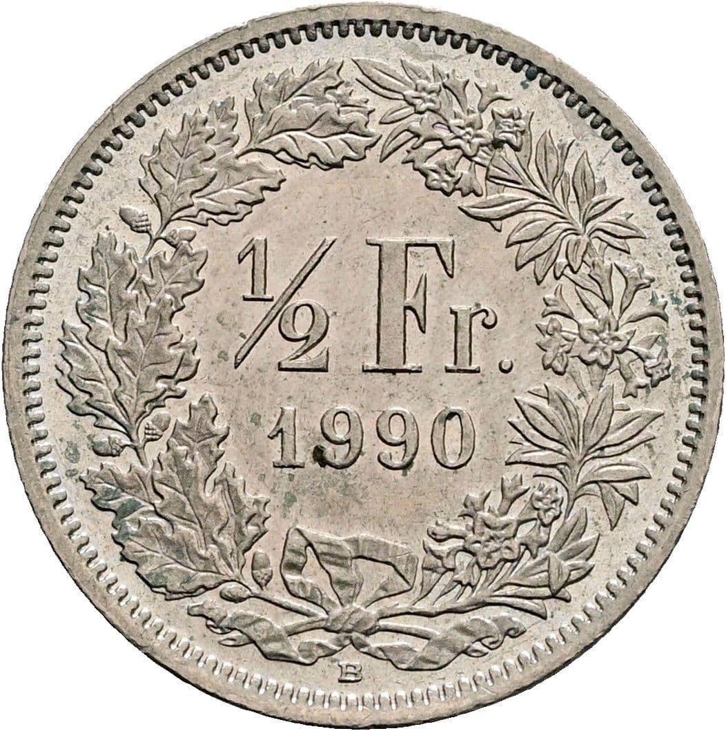 1/2 Franken 1990 B – Vorderseite