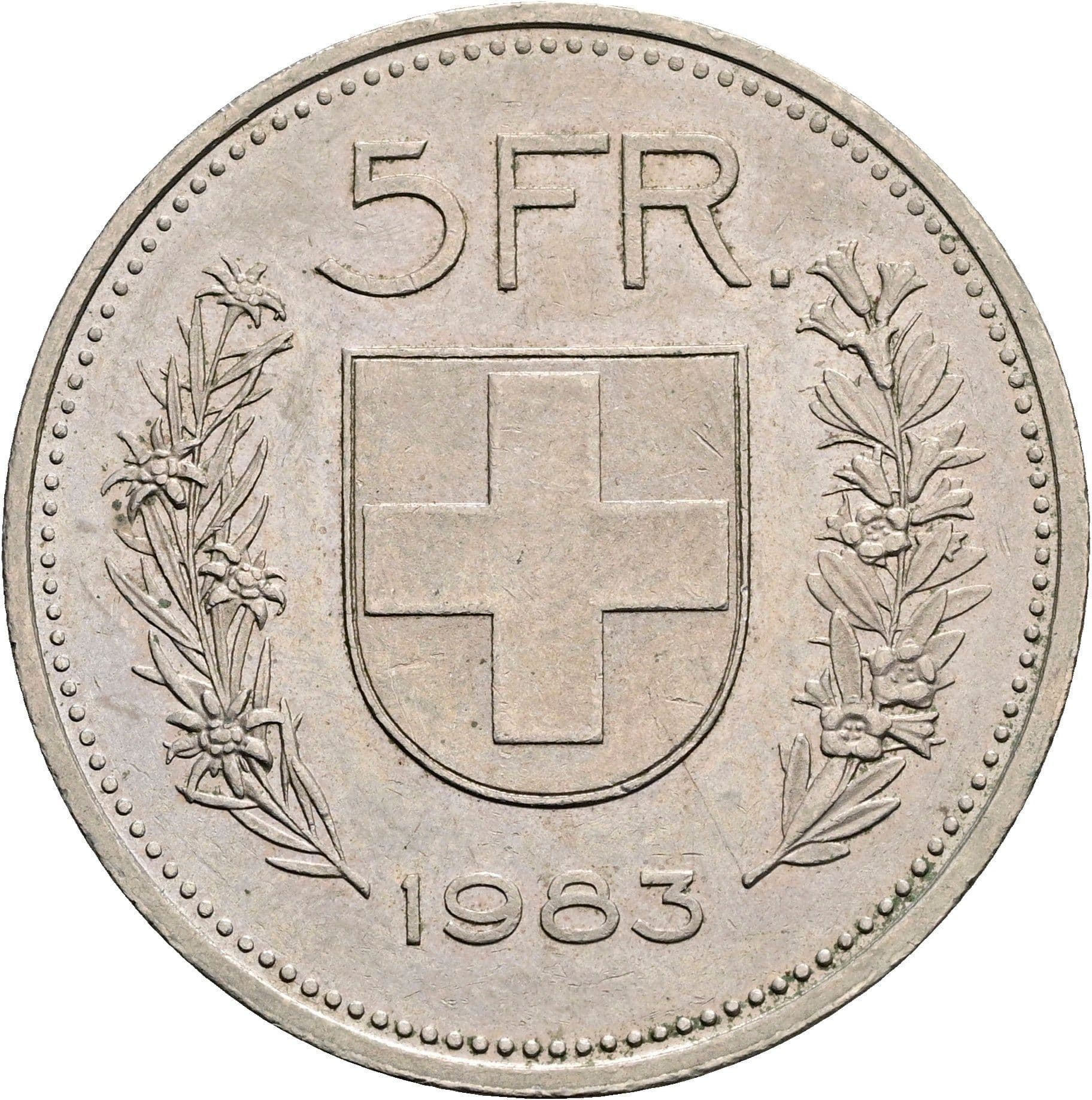5 Franken 1983 – Rückseite