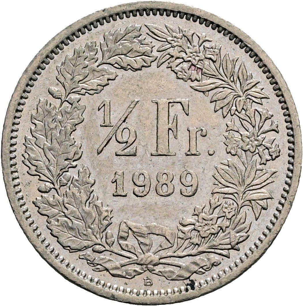 1/2 Franken 1989 B – Vorderseite