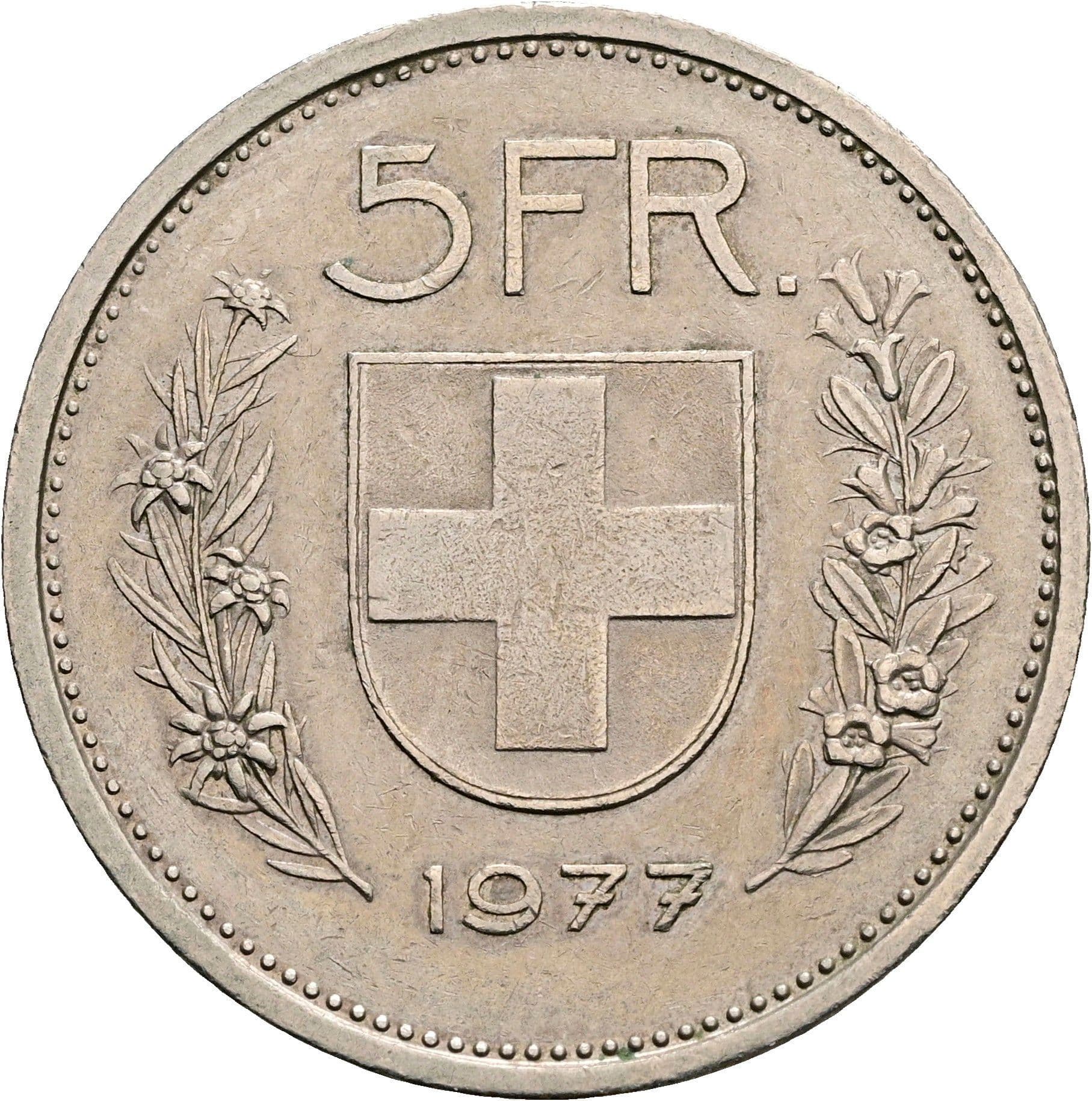 5 Franken 1977 – Rückseite