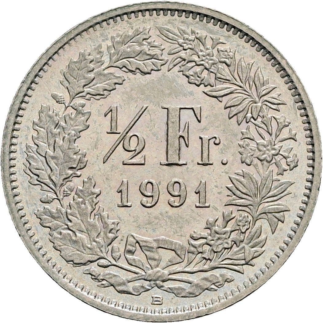 1/2 Franken 1991 B – Vorderseite