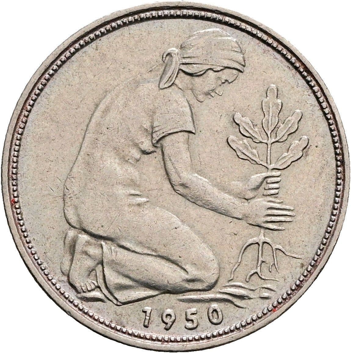 50 Pfennig 1950 J – Rückseite
